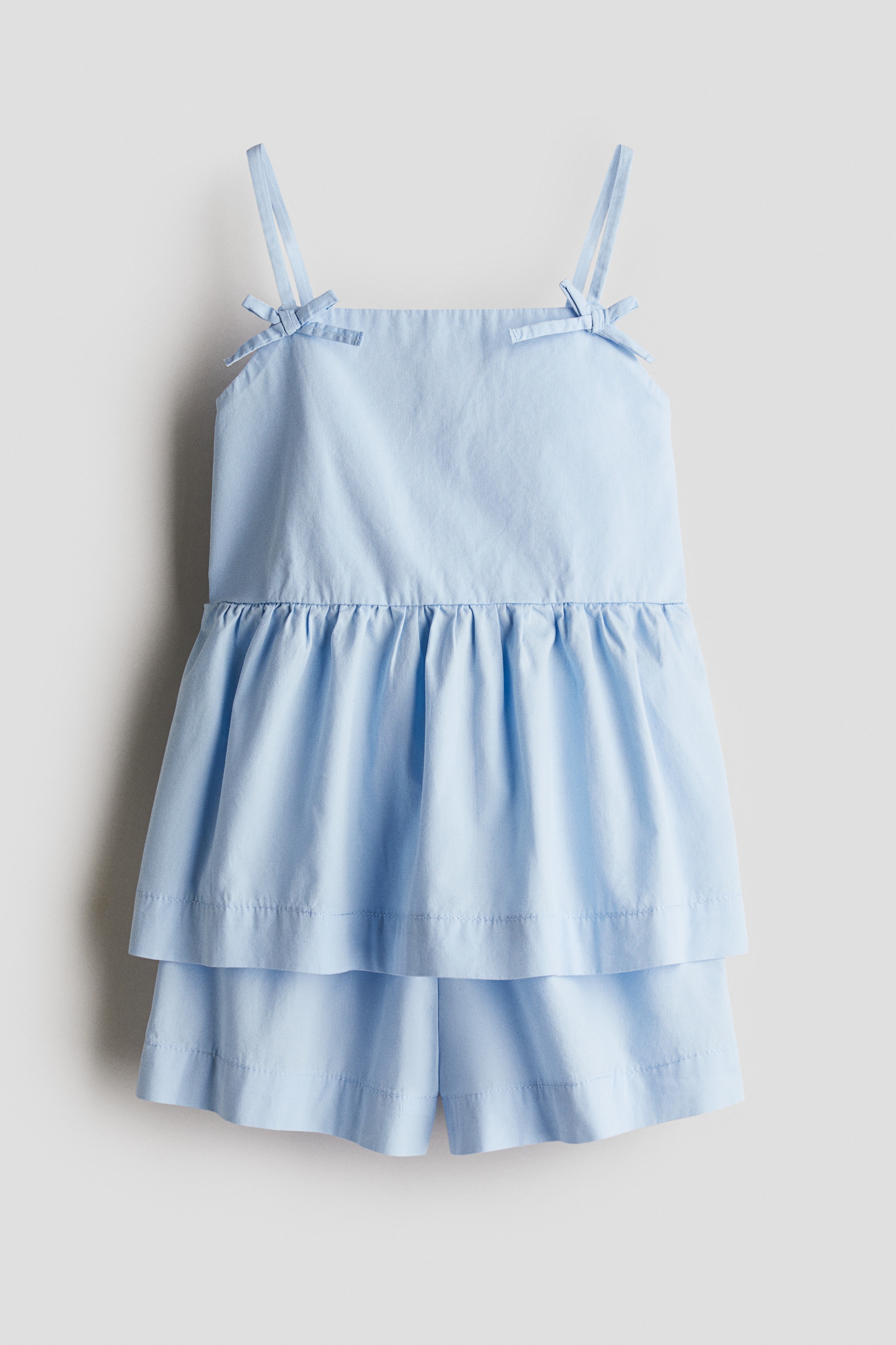 2-piece cotton poplin set - Light blue/Pink/Dark grey