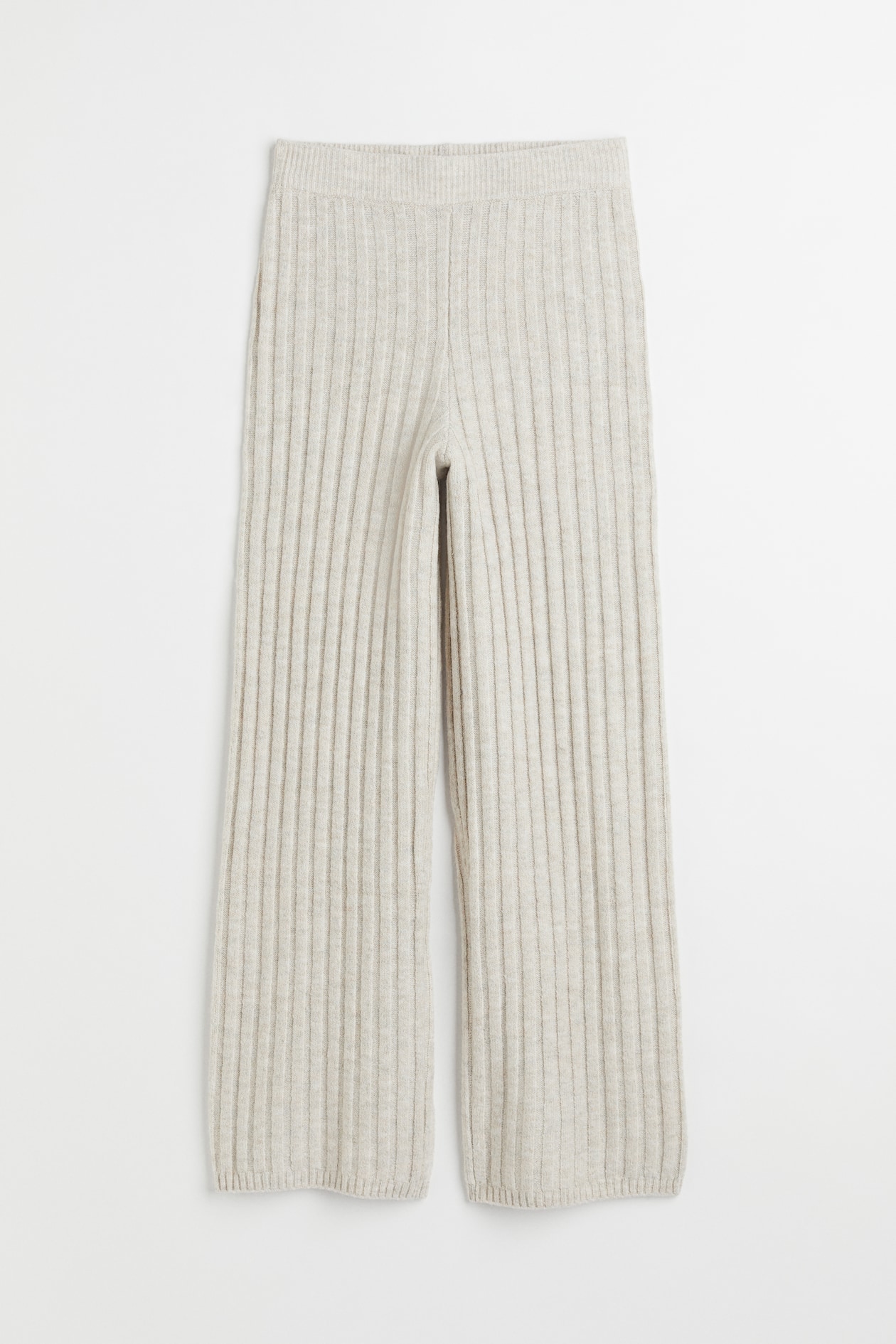 Knit Pants - High waist - Long - Light beige melange - Ladies | H&M US