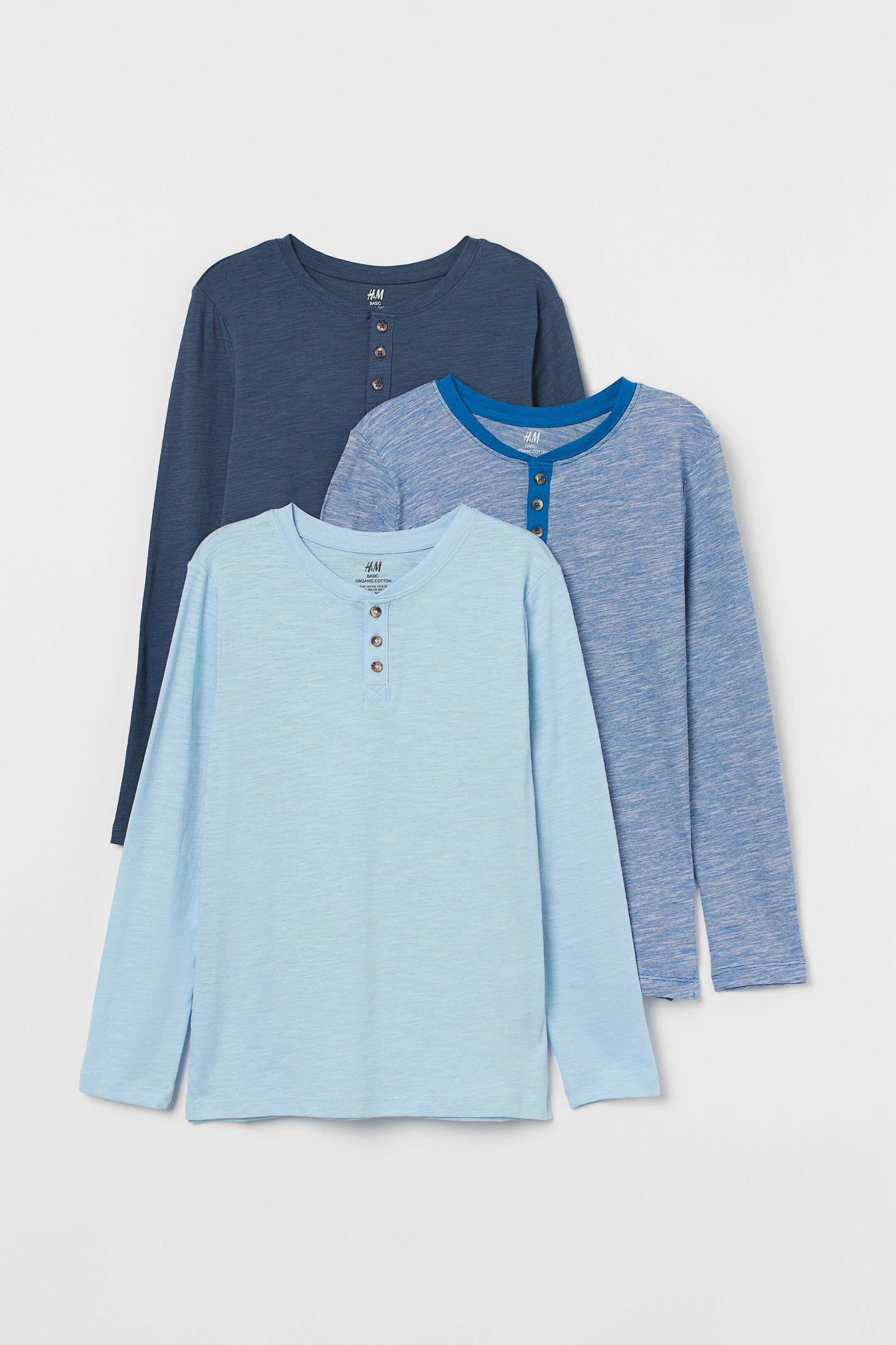 查看大圖: 3件入亨利衫 - 深藍色/淺藍色 - Kids | H&M HK 1