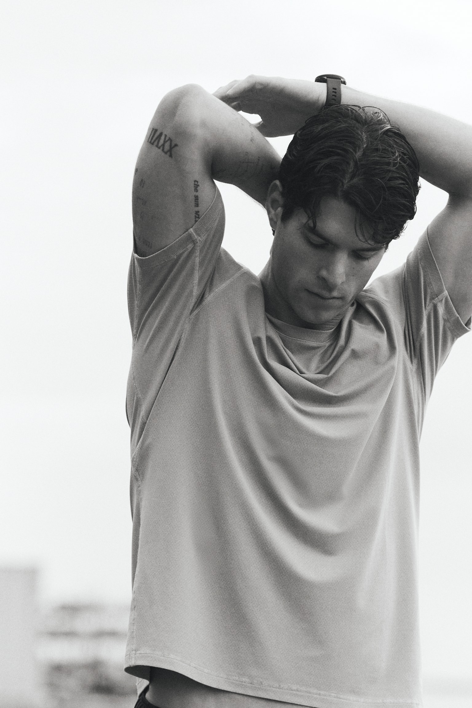 Sports T-shirt with DryMove™ - Dark beige/Dusty blue/Dusty rose/Dark grey - 3