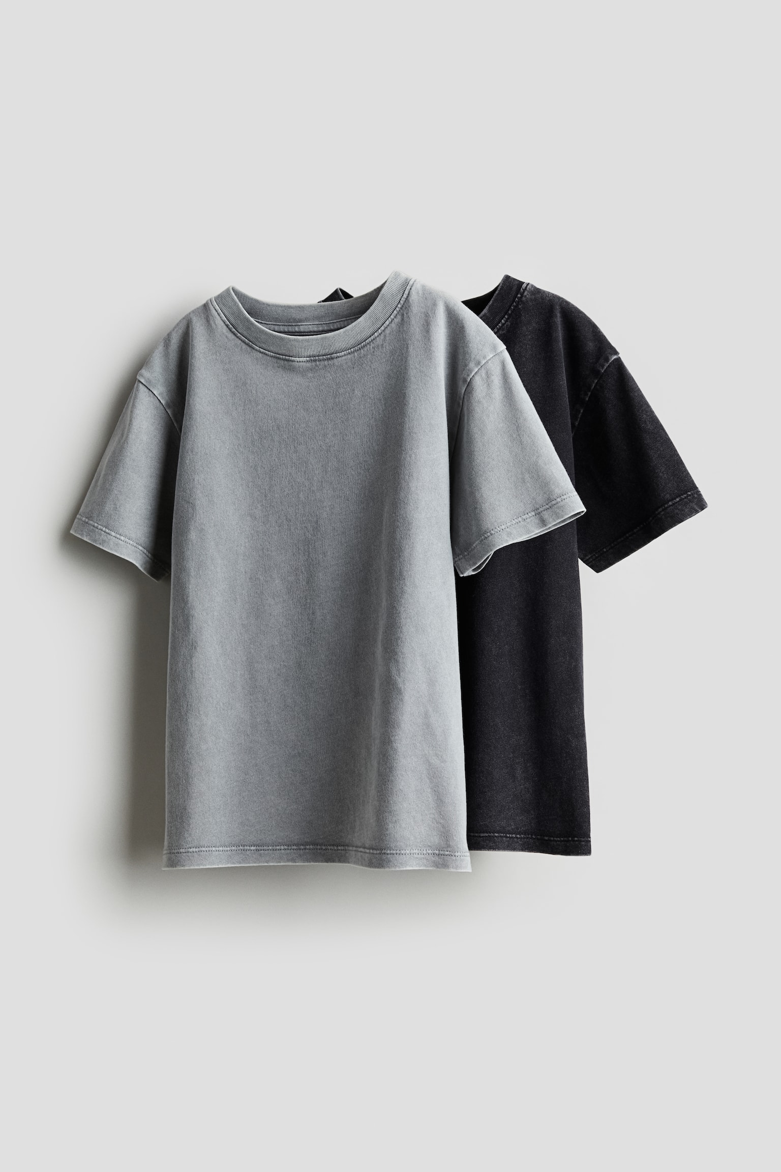 2-pack cotton jersey T-shirts - Grey/Washed black/Natural white/Blue - 1