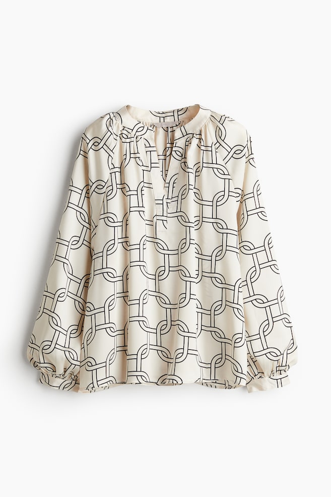 Blouse à manches ballon - Crème/motif - 1