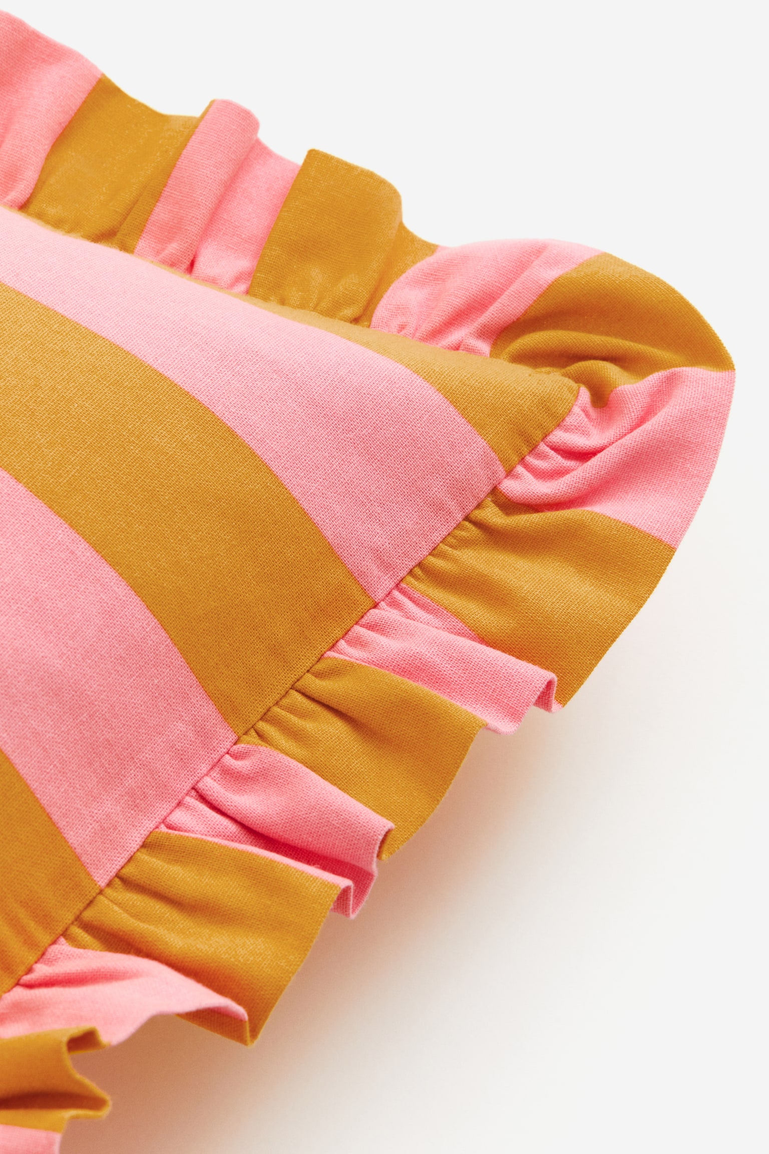 Frill-trimmed cushion cover - Pink/Striped/Dark green/Striped/Blue/Striped/Orange/Striped - 2