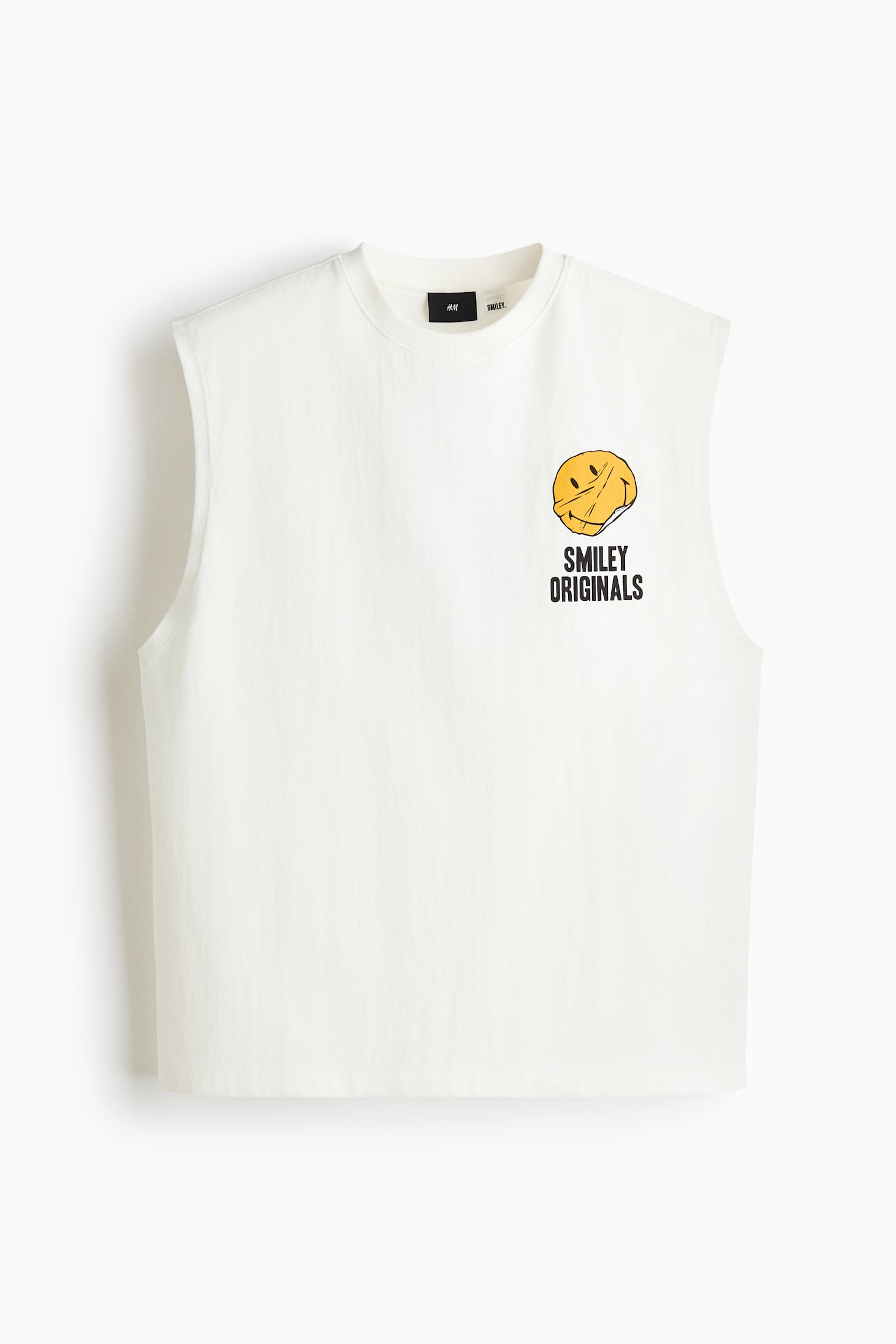 Loose Fit  Printed cotton vest top - White/Smiley® Originals/Dark brown/Smiley® Originals/Beige/Smiley® Originals - 1