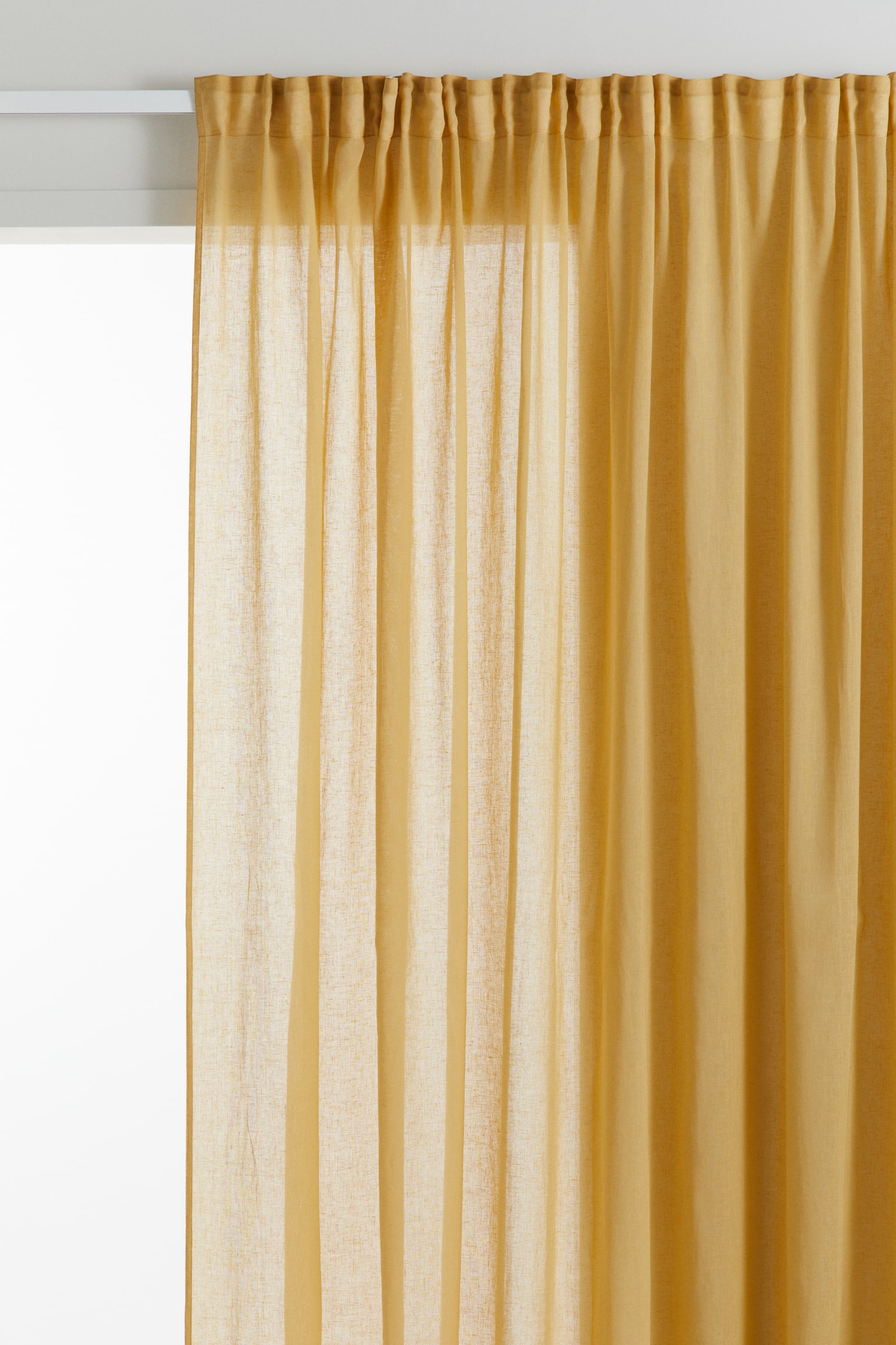 1-pack wide linen-blend curtain length - Yellow/Light khaki green/Greige/White/Light beige/Light greige - 1