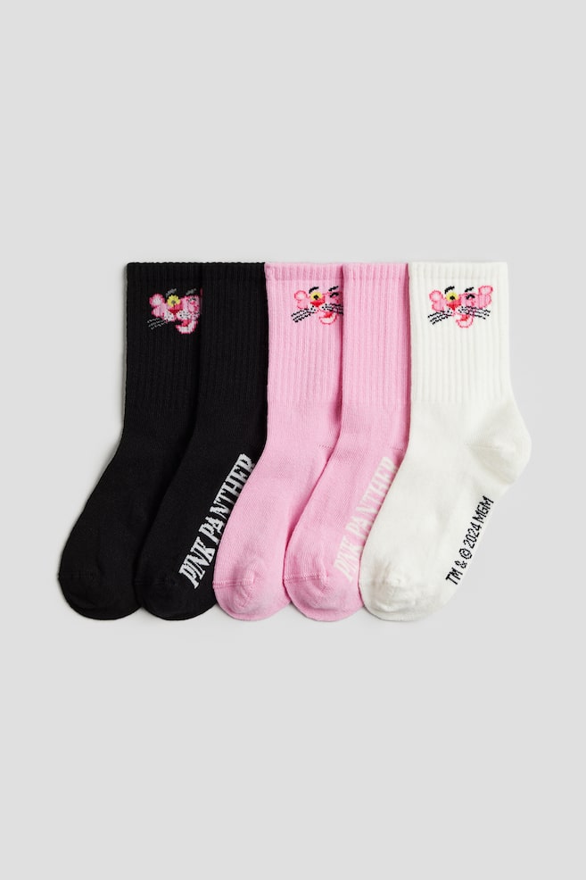 Calze, 5 paia - Rosa/Pantera rosa/Bianco/Hello Kitty - 1