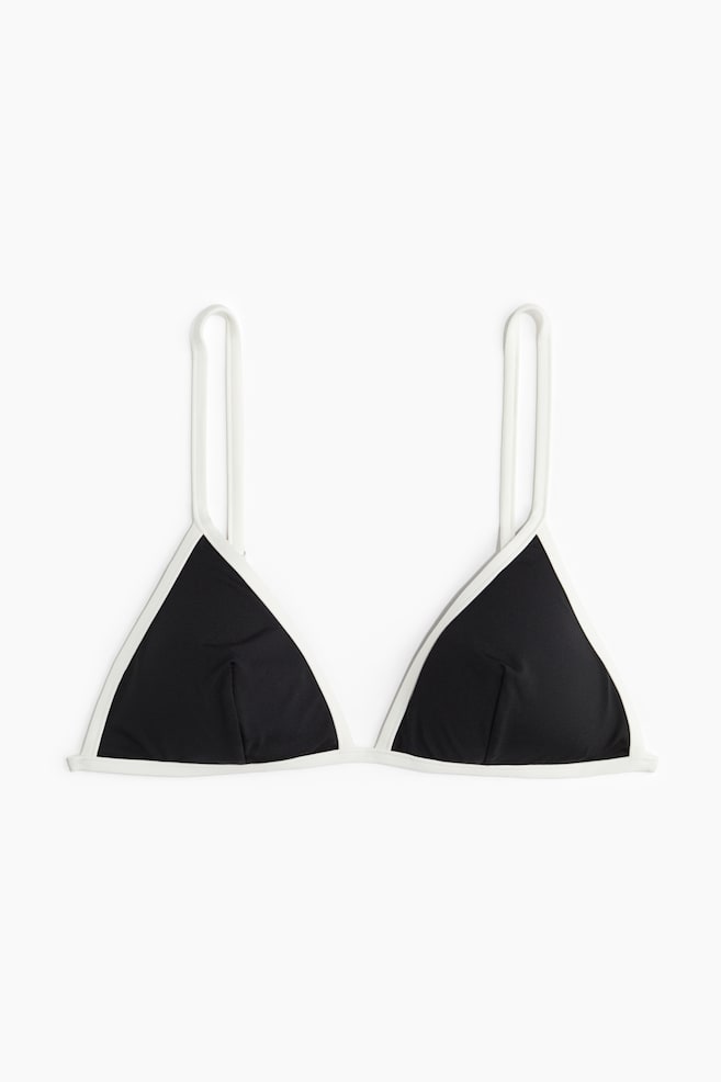 Padded triangle bikini top - Black/White - 1