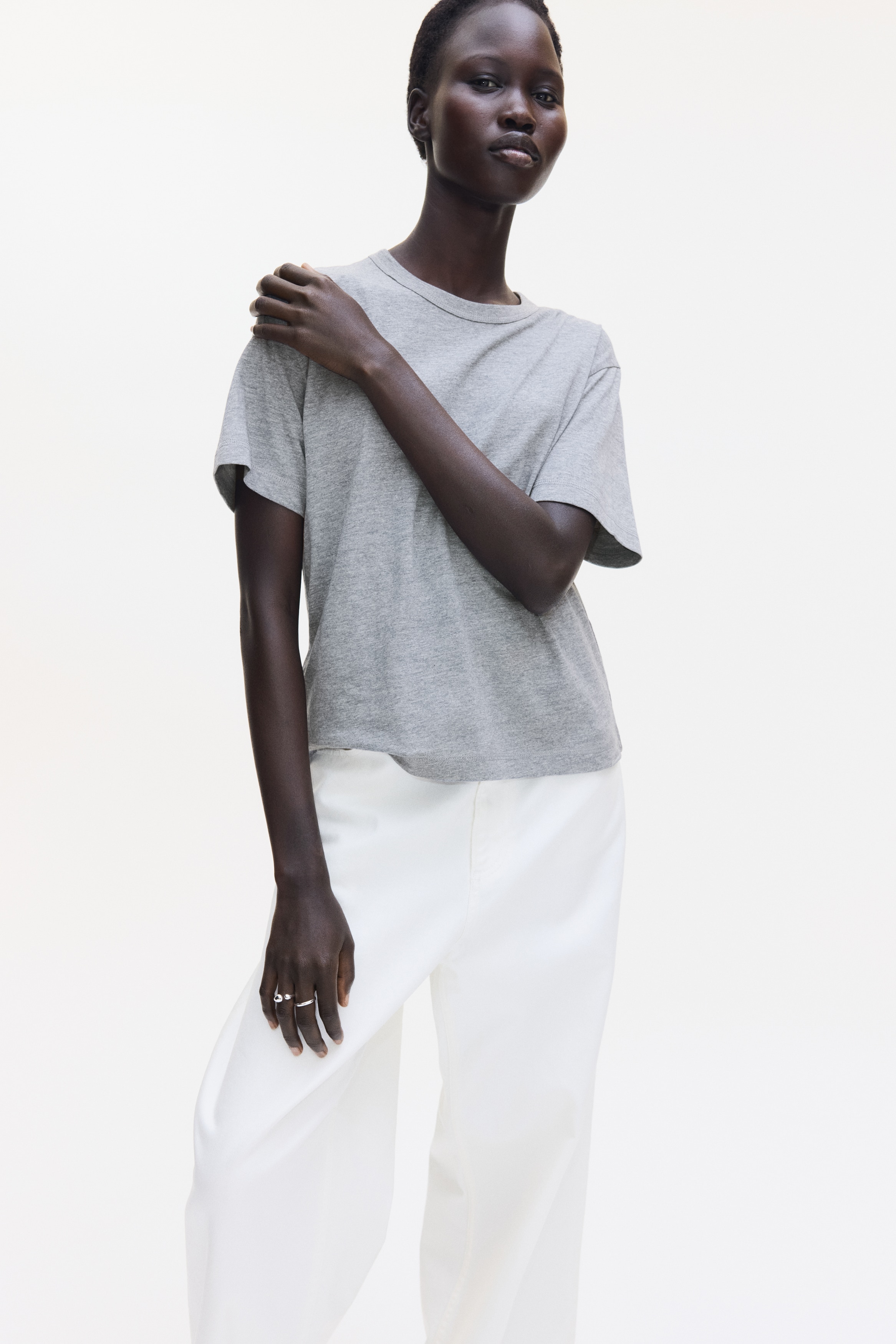 T-shirt - Grigio mélange/Nero/Bianco/Beige chiaro