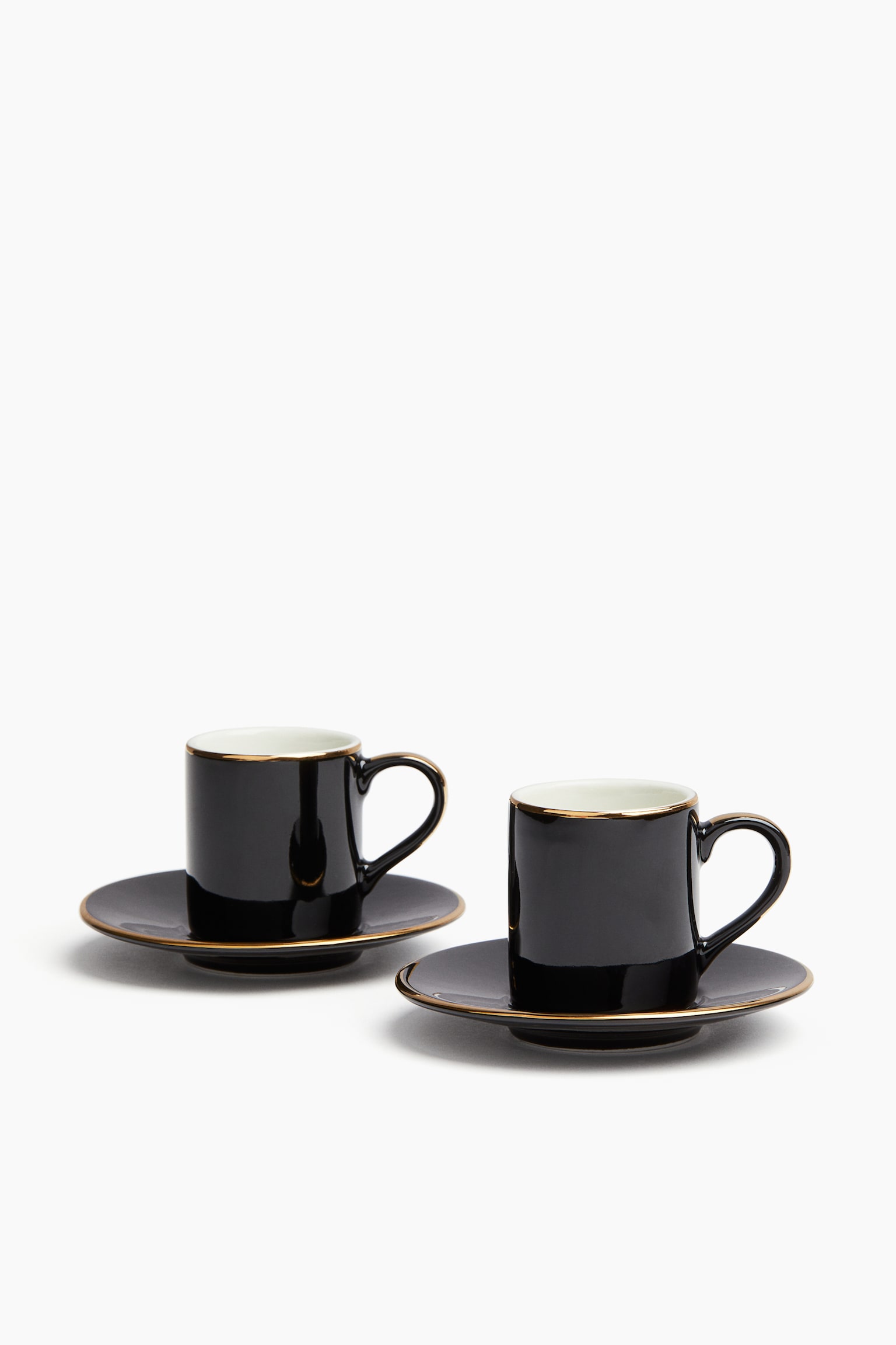 2-pack espresso cup and saucer - Black/Dark green/White/Leopard print/Light pink - 1