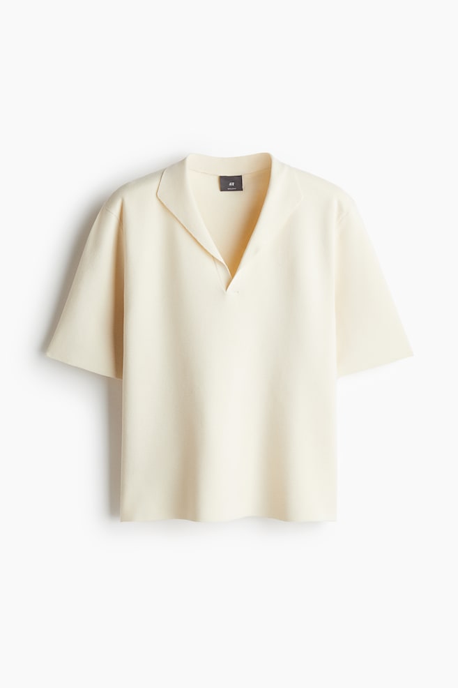 Top polo w serek Regular Fit - Kremowy - 1