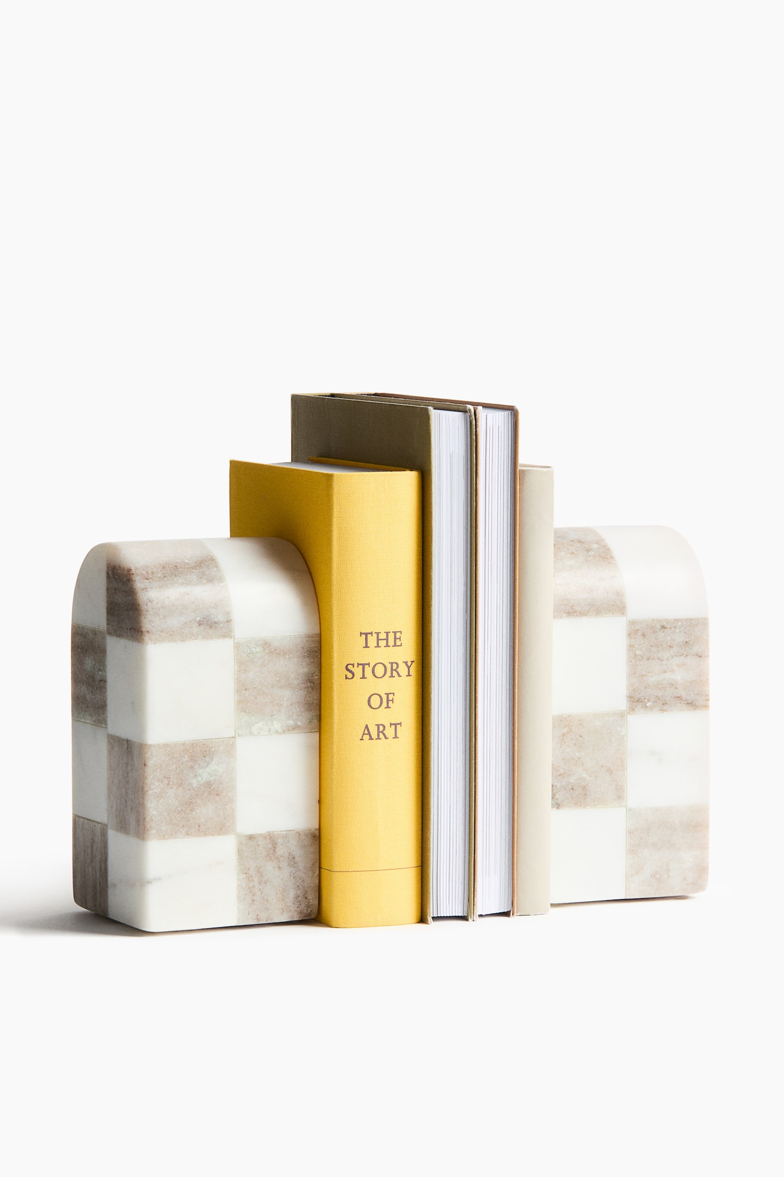 Marble bookend - Beige/White checked - 4
