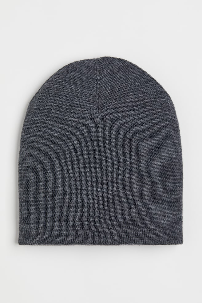 Fine-knit wool hat - Dark grey/Black