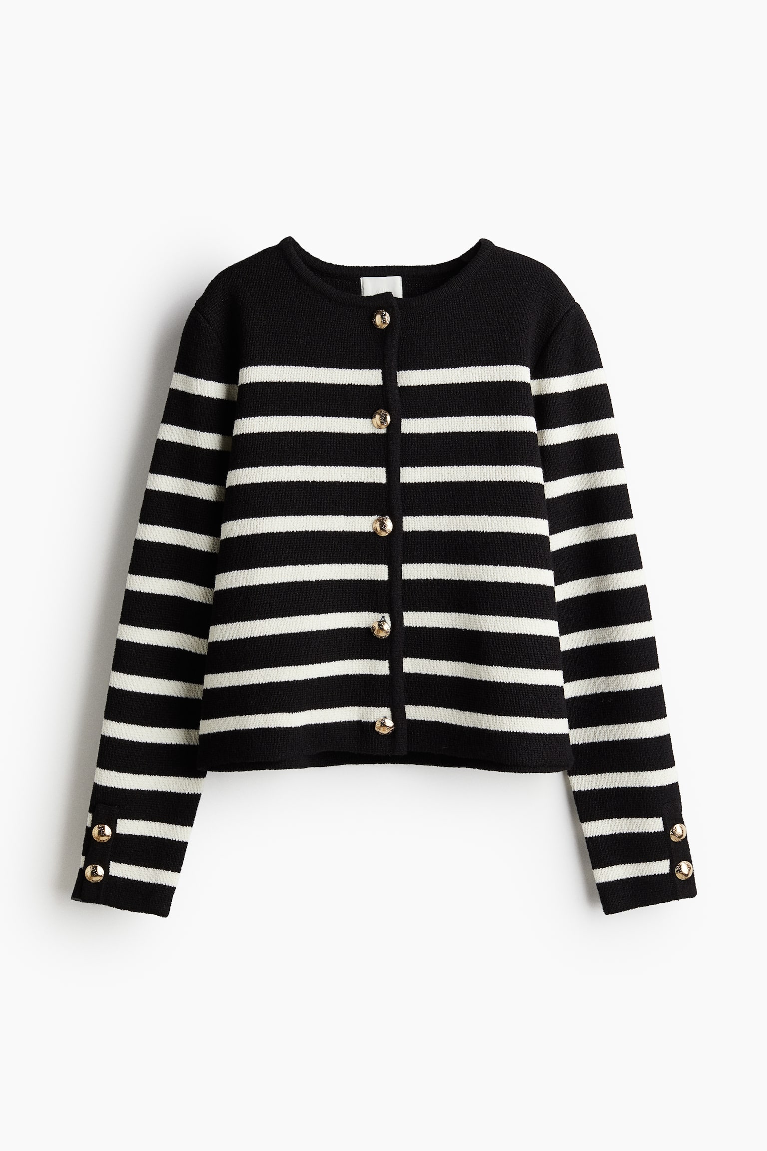 Knitted cardigan - Black/Striped/Natural white/Striped/Cream/Blue striped/White/Beige striped - 2