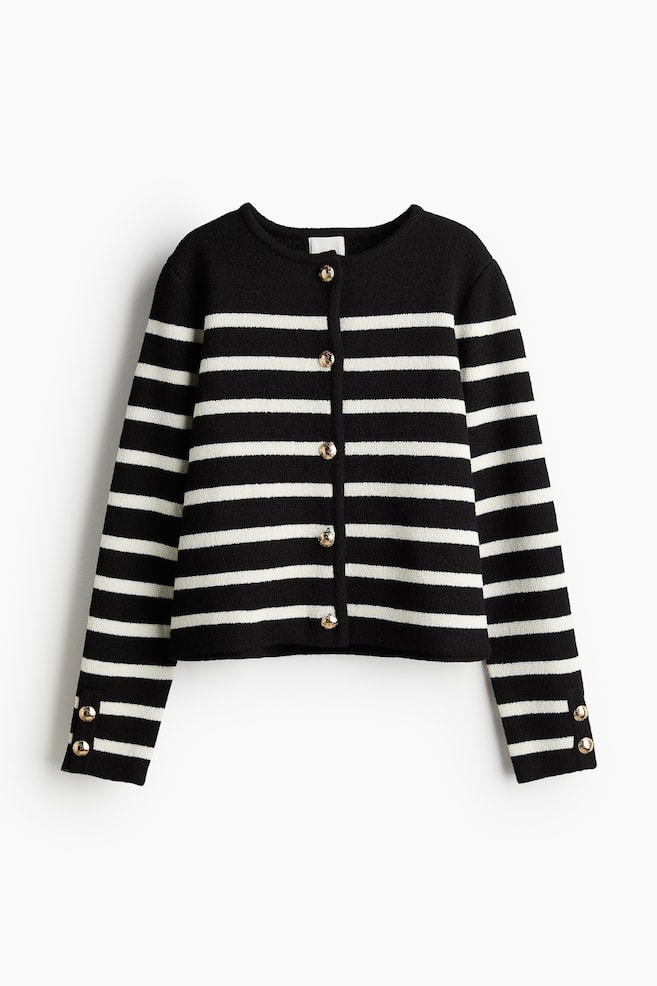 Cardigan in maglia - Nero/righe - 1