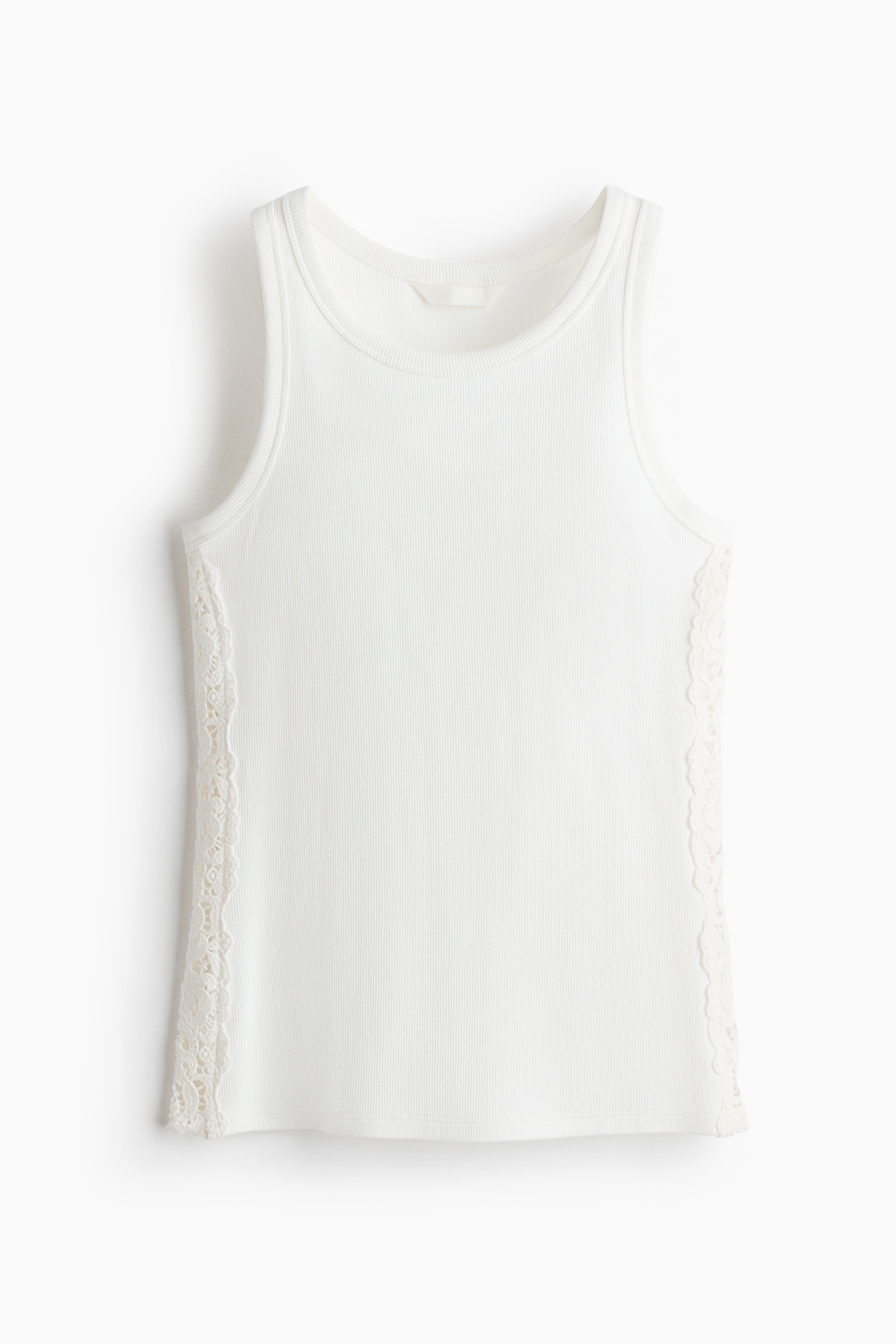 Ribbed lace-inset vest topModel