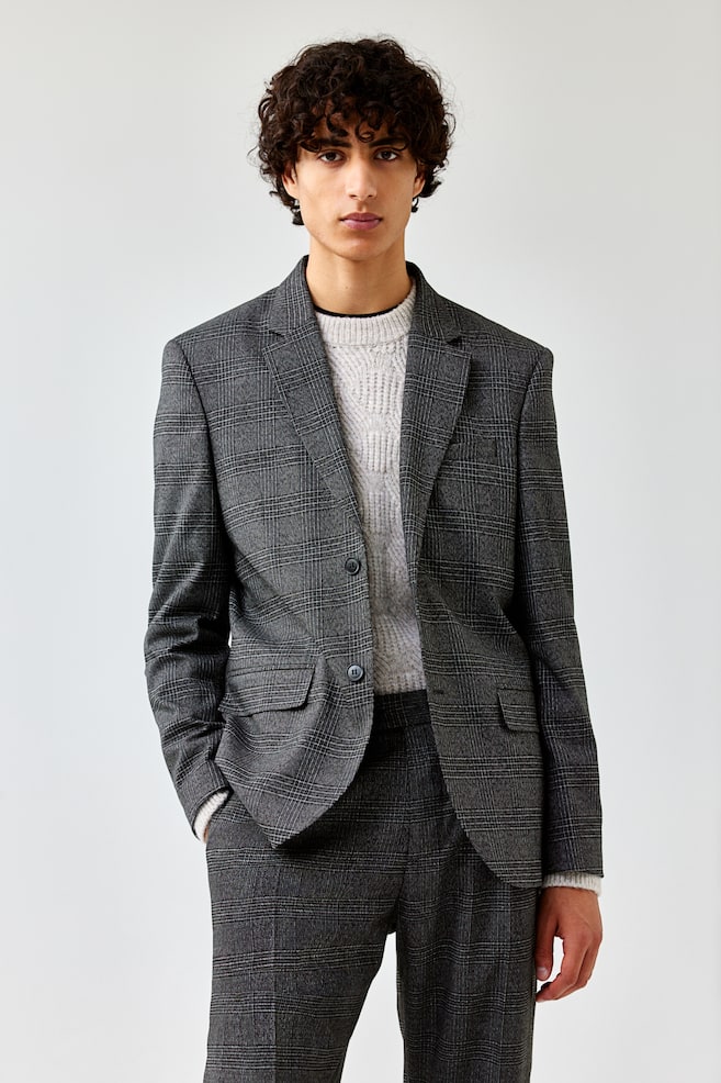 Regular Fit Jacket - Dark grey/Checked/Beige/Checked - 4