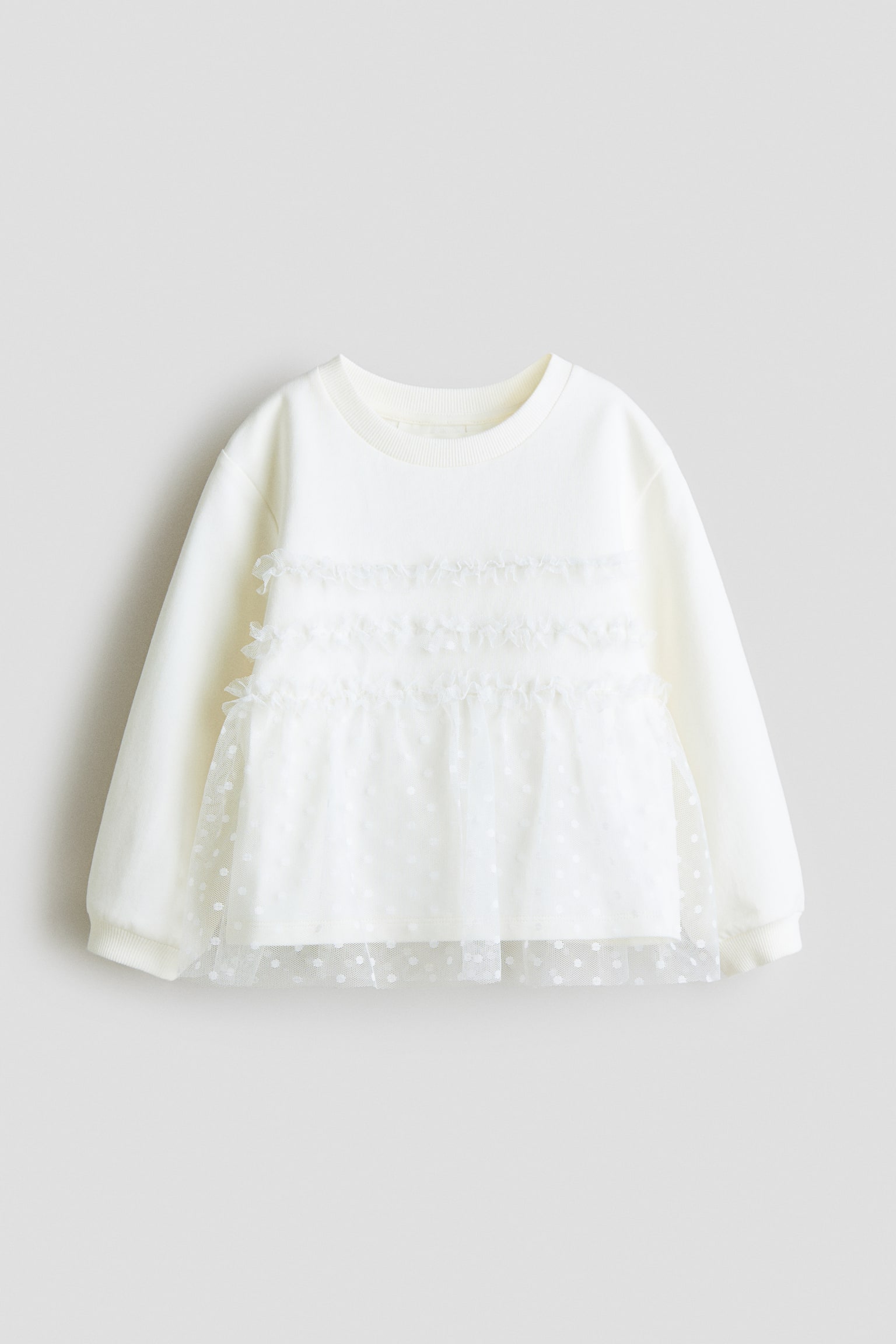 튤 디테일 스웨트셔츠 - 화이트/라이트 퍼플 - 2