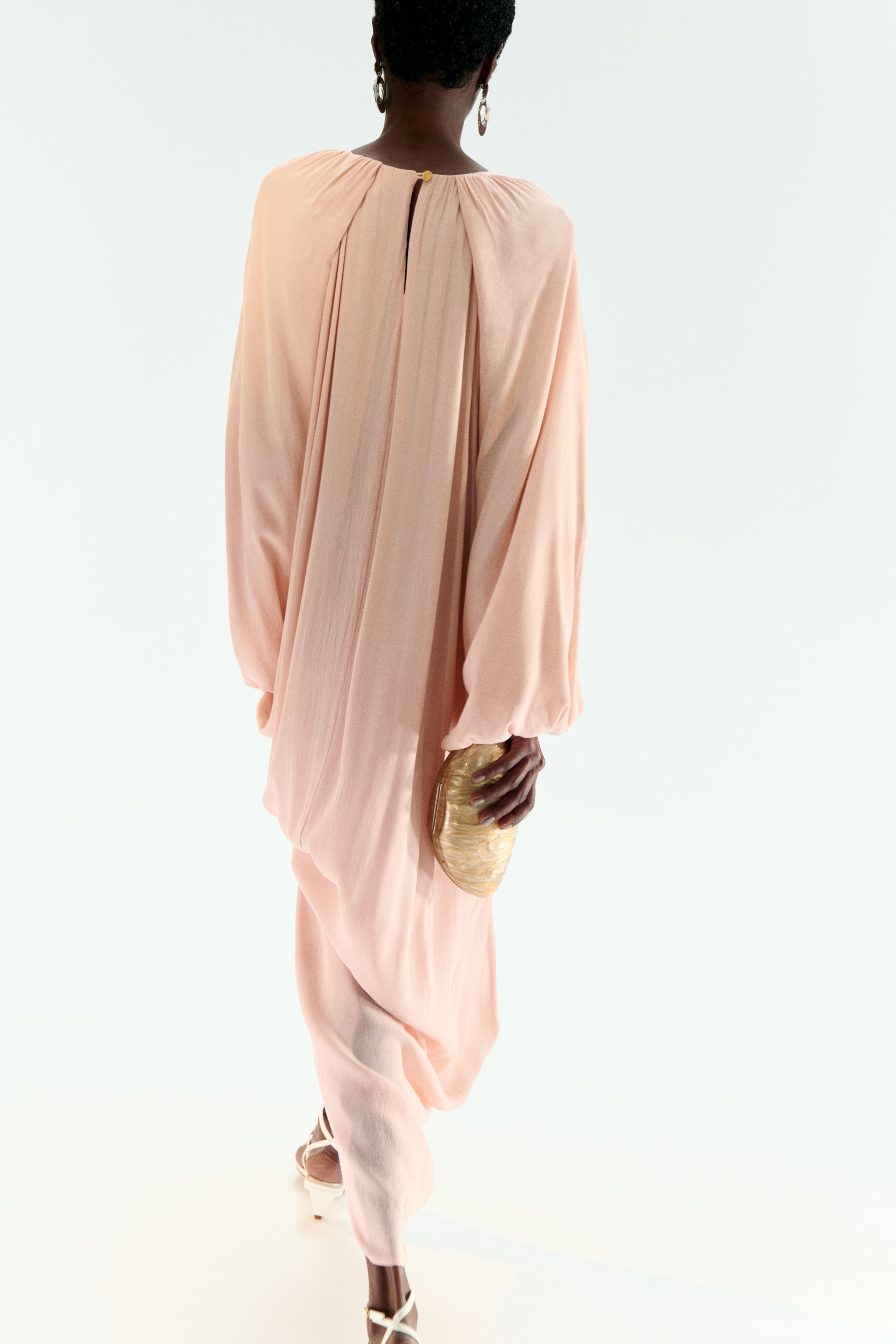h&m powder pink dress Women's Powder pink Draped Maxi Dress