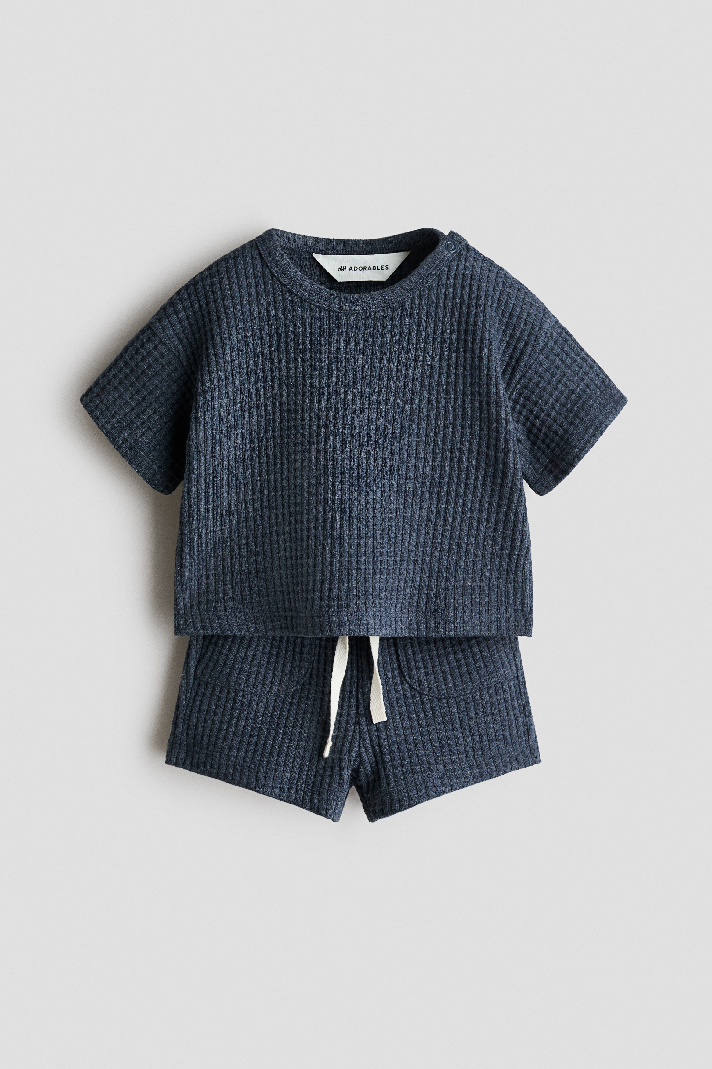 2-piece waffled cotton set-Navy blue