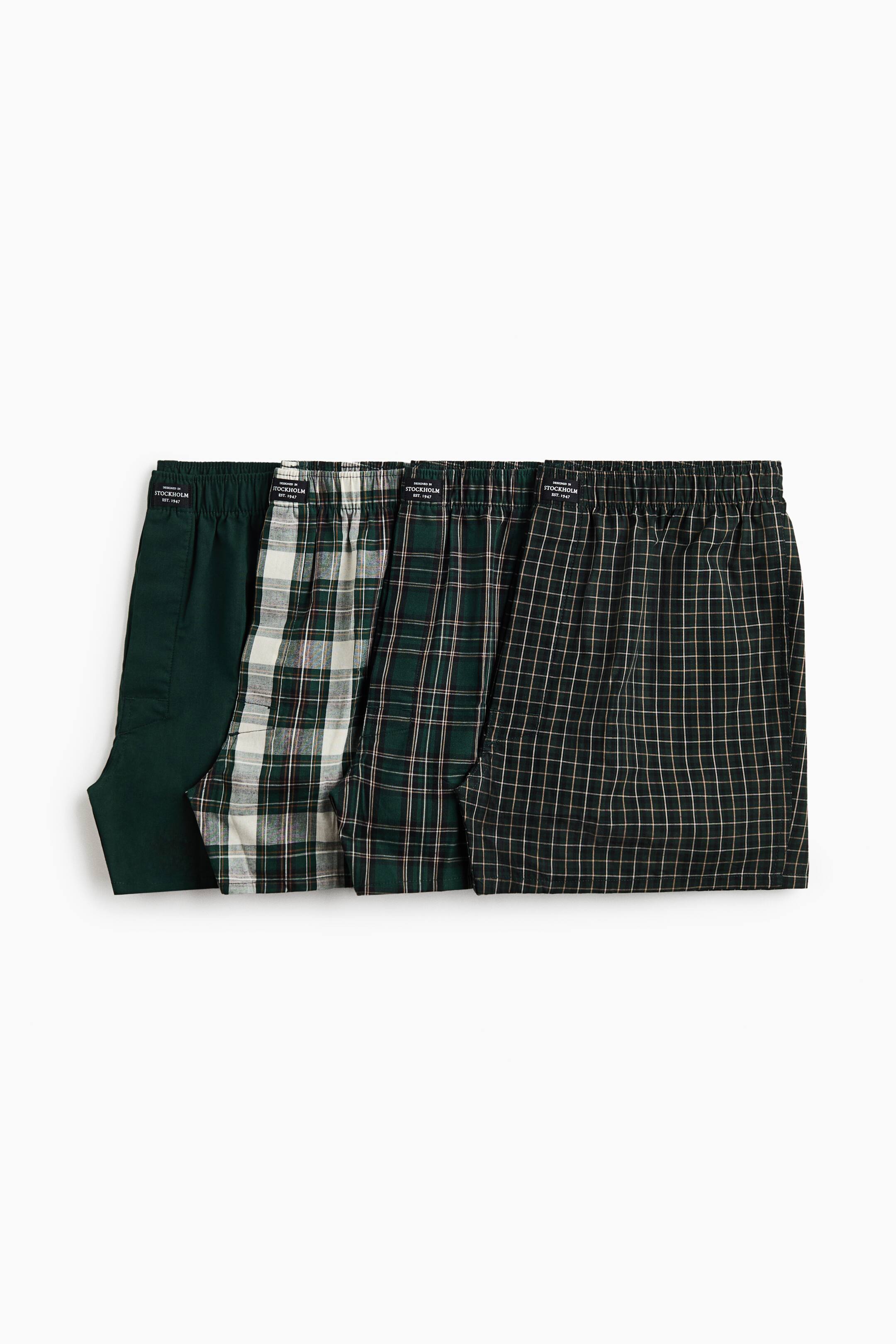 View larger image: 4-pack woven boxer shorts - Dark green/Peach pink/White - Men | H&M 1
