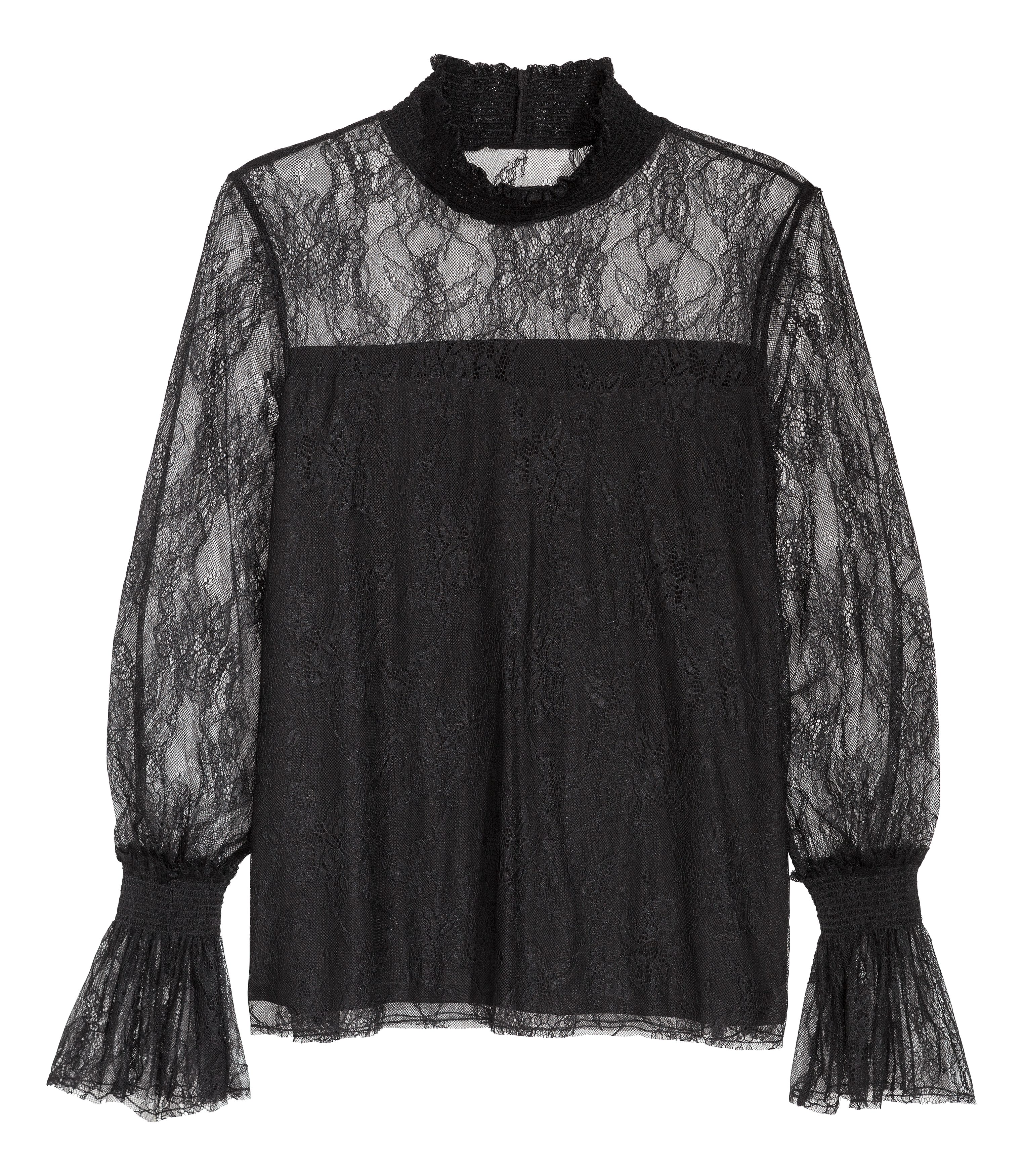 top negro encaje h&m