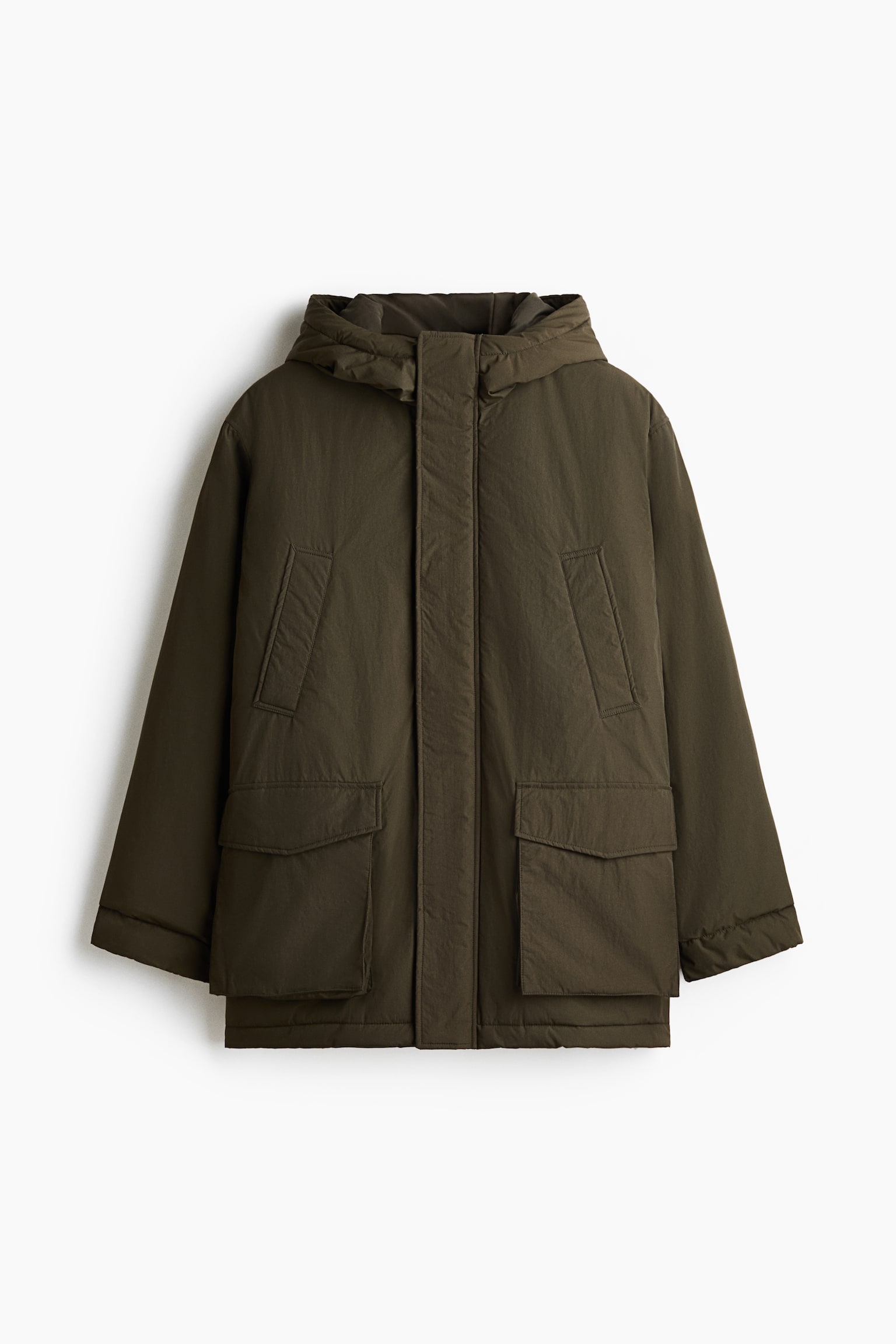 Water-repellent padded parka - Dark khaki green/Black - 2