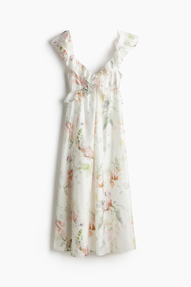 MAMA Kleid mit Volants - Weiß/Geblümt - 1