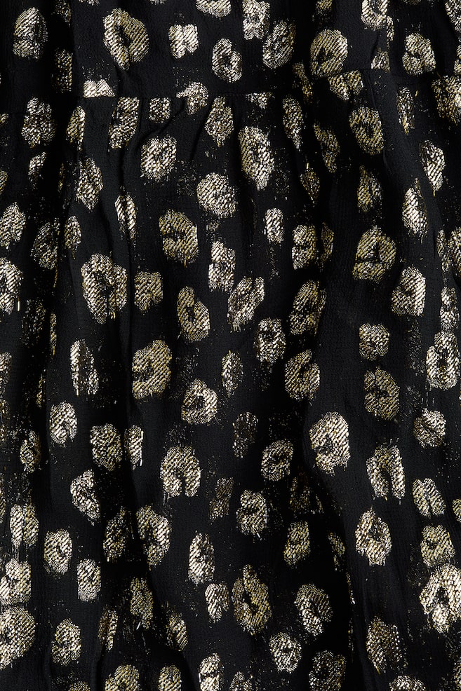Jacquard-weave maxi skirt-Black/Leopard print - 2