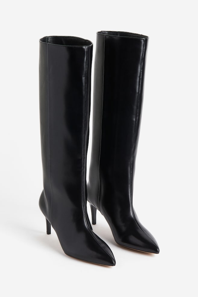 Knee-high heeled boots - Black - 2
