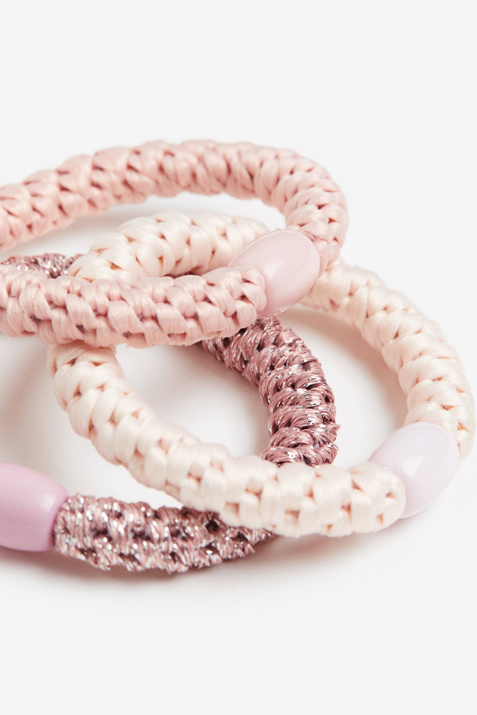 3-pack braided hair elastics - Cream/Light pink/Dusty pink/Pink/Purple/Turquoise/Pink/Orange - 2