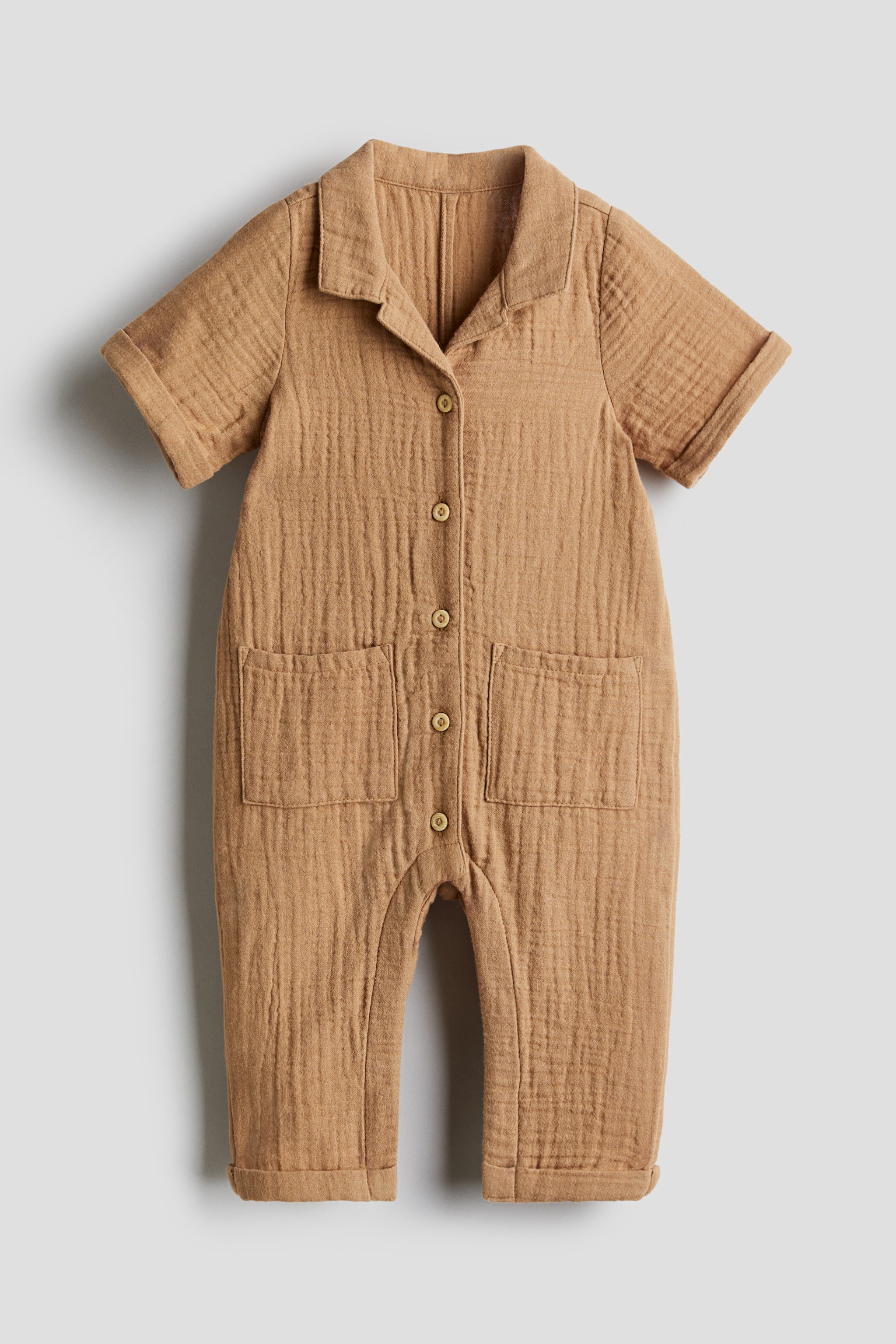 Cotton Muslin Romper - Beige - 1