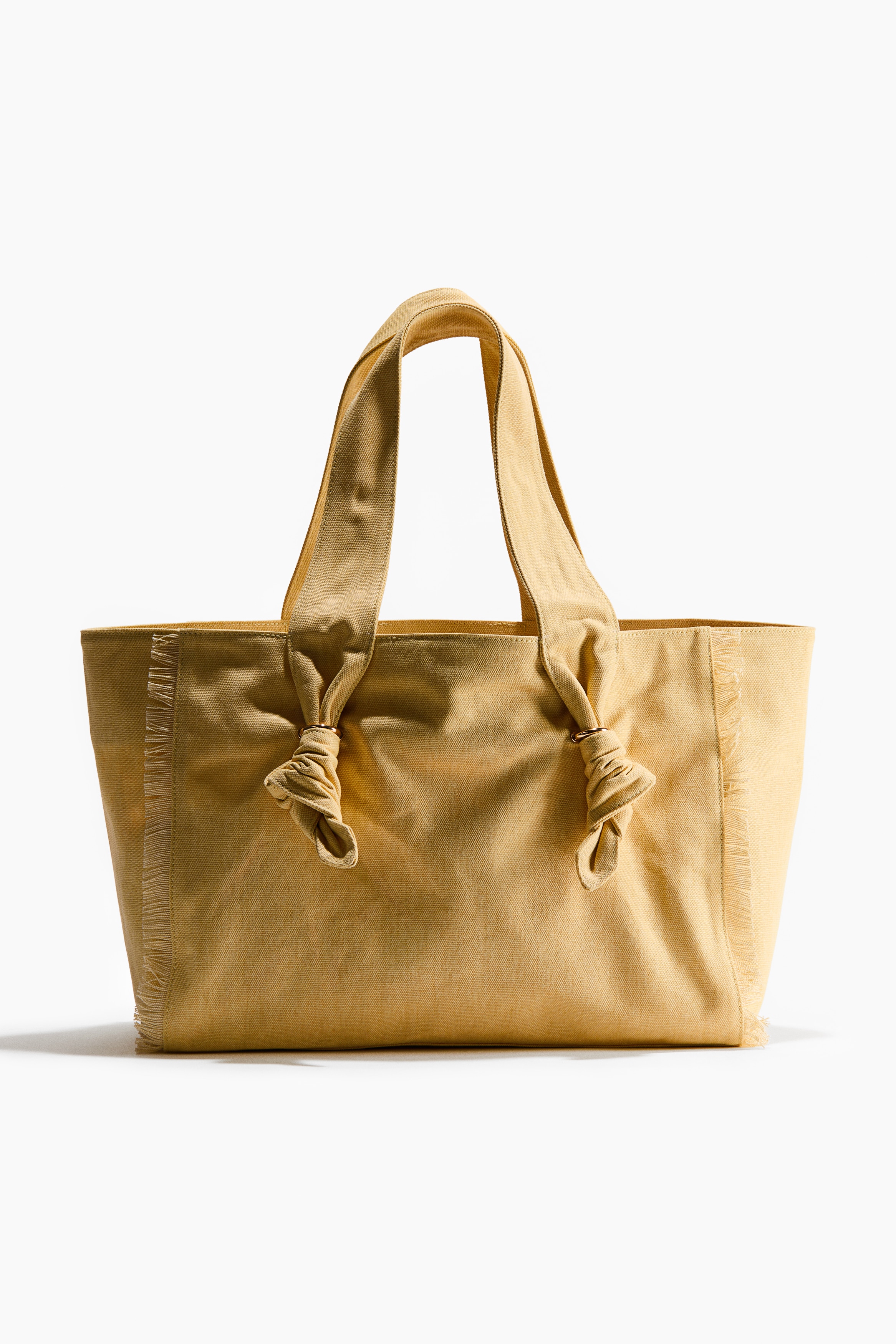 Knot-detail tote bag - Dusty yellow/Pale dusty blue/Dark mole