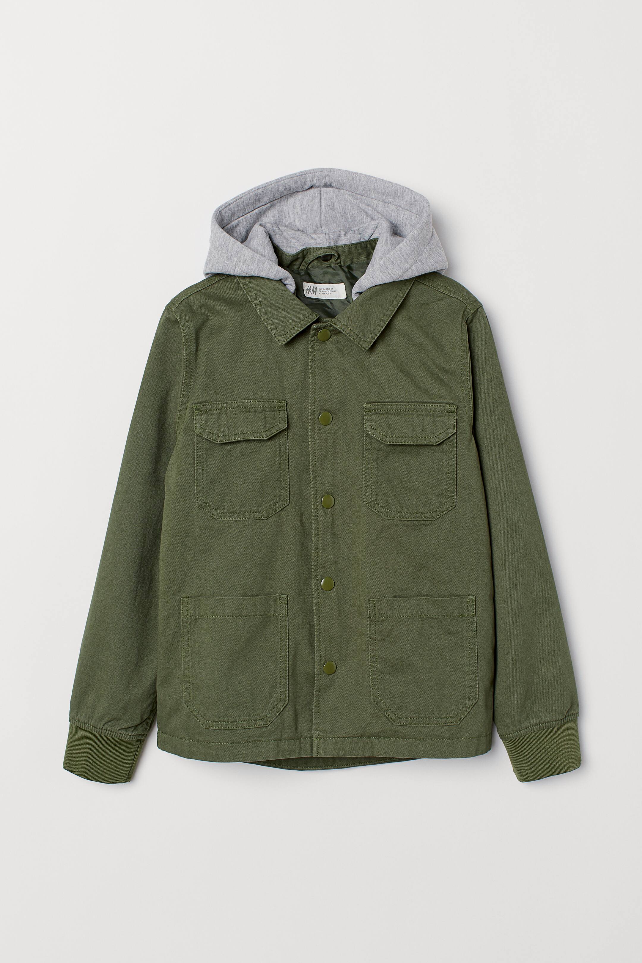 View larger image: Hooded cargo jacket - Dark green - Kids | H&M 1