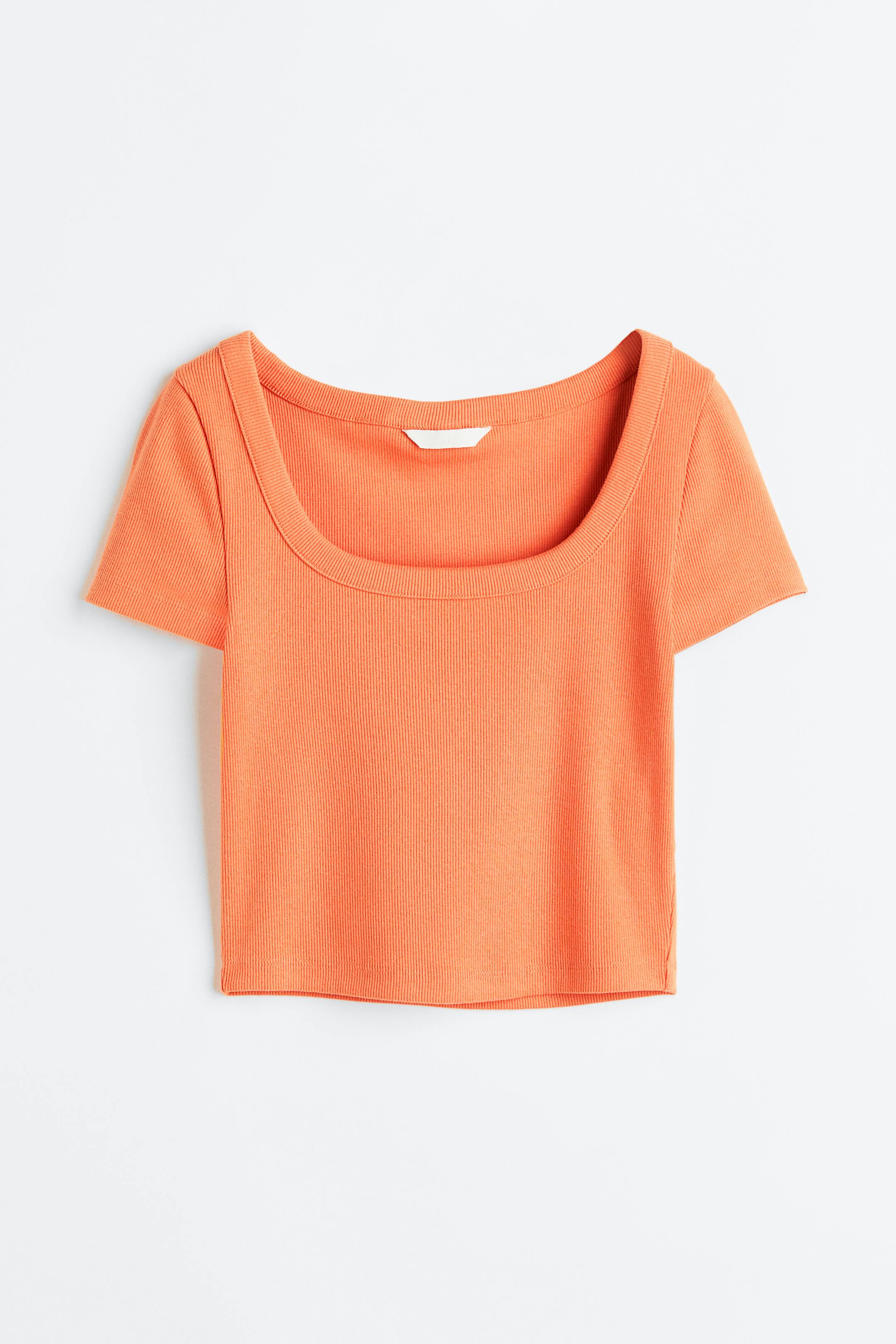 Xem ảnh lớn hơn: Áo cotton gân nổi - Màu cam - Ladies | H&M VN 1