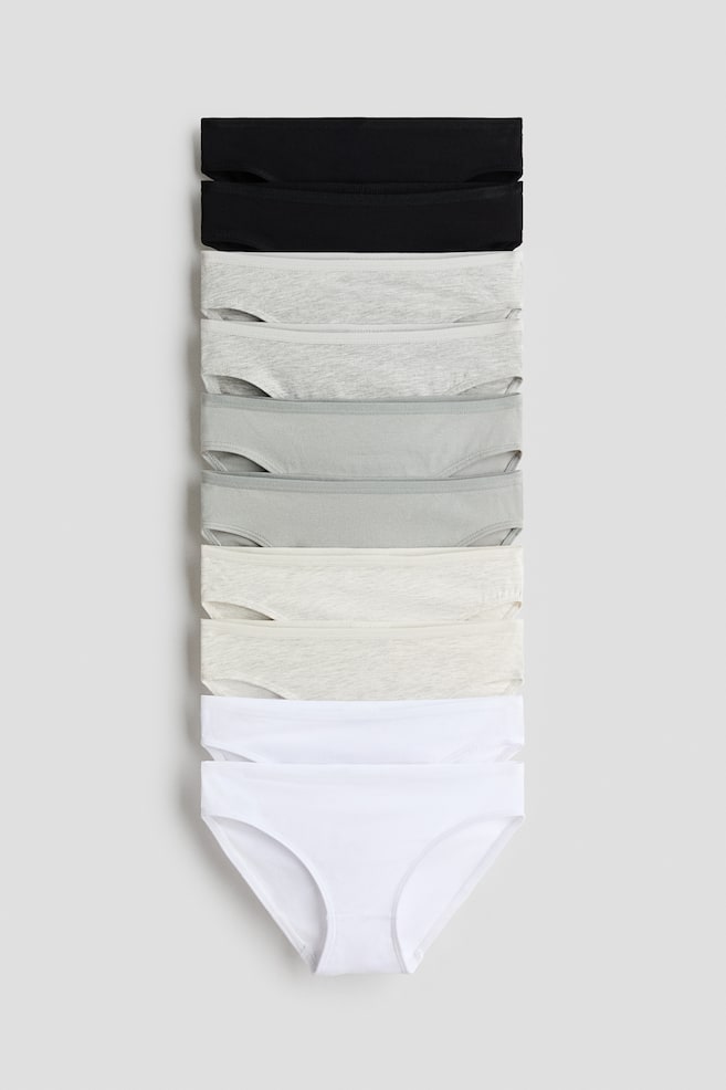 Set van 10 katoenen slips - Brief - Zwart/wit/lichtgrijs/Lichtroze/lichtgroen - 1