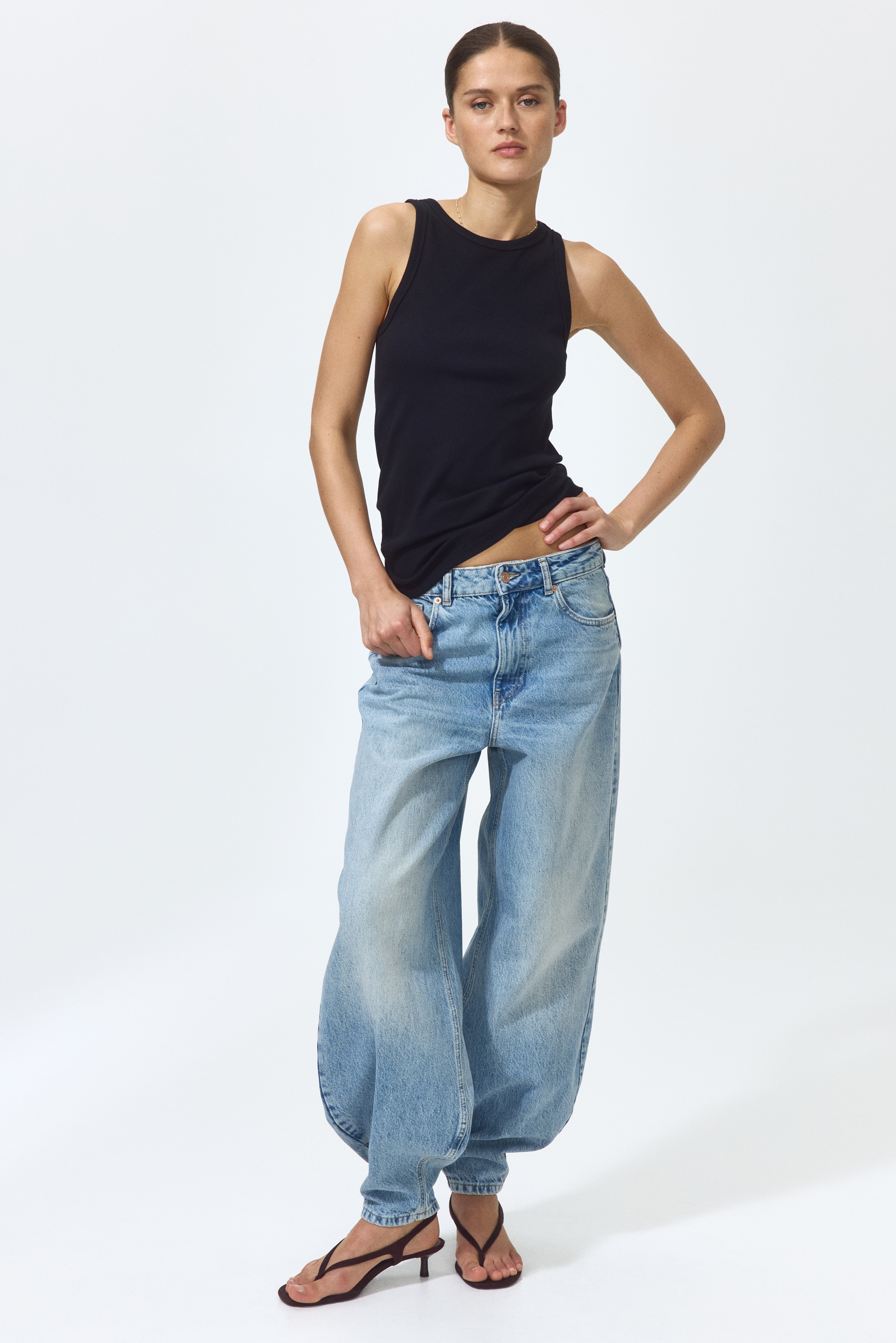 High-Waist Barrel-Leg Ankle Jeans from H&M - $59.99