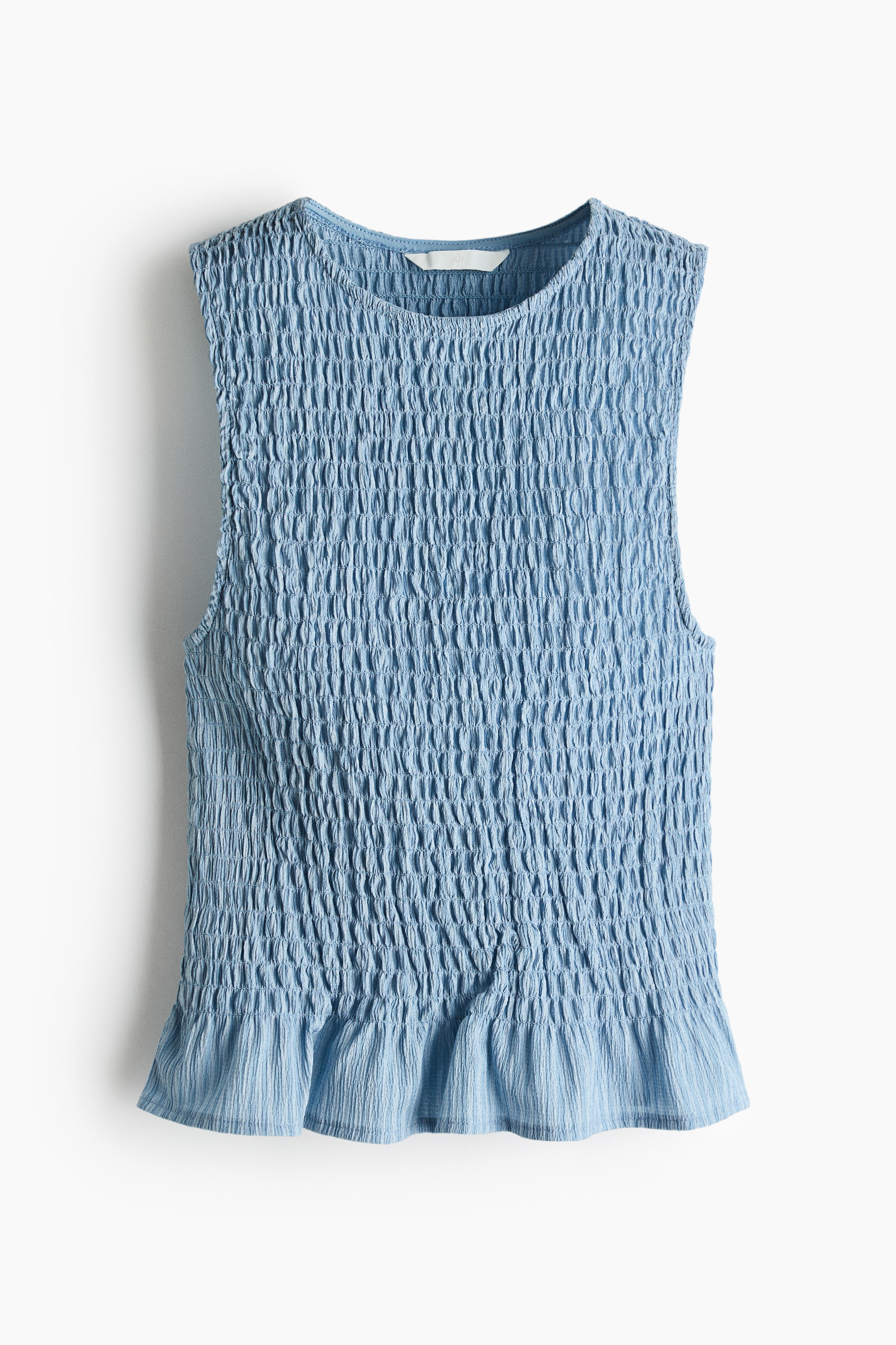 Top goffrato a smock - Blu/righe