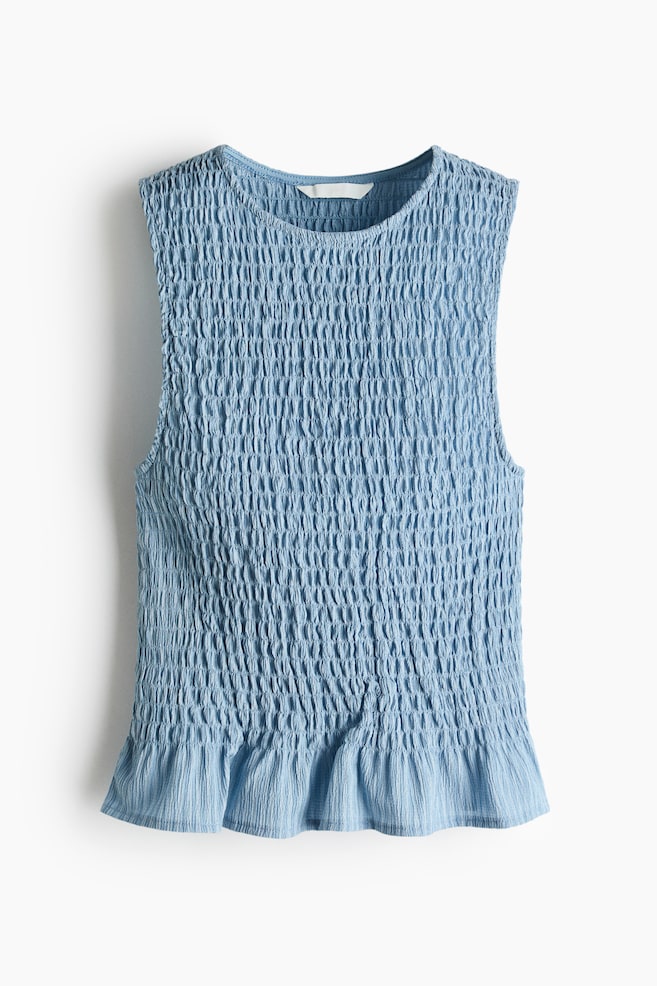 Smocked Crinkled Top - Blue/striped - 1