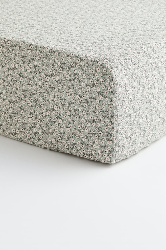 Patterned cotton fitted sheet - Light turquoise/Floral/White/Clouds/White/Rainbows/White/Clover/dc/dc/dc/dc/dc - 1