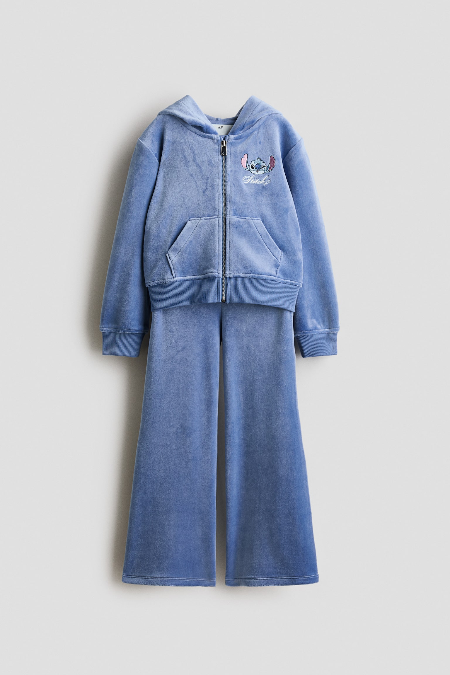 2-piece embroidery-detail velour set - Blue/Lilo & Stitch - 1