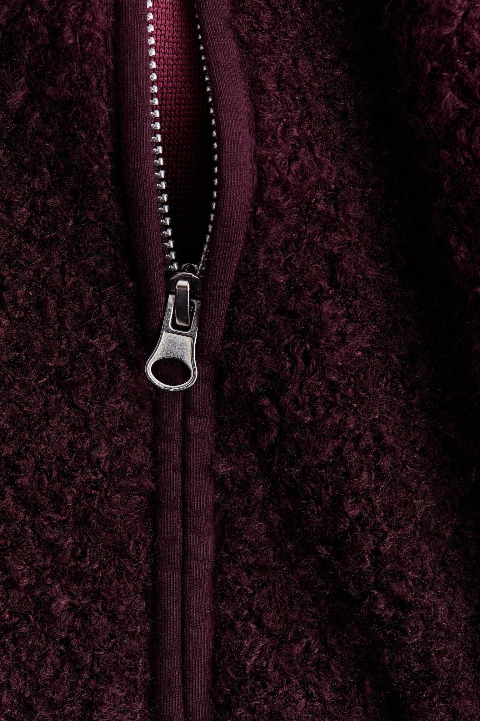 Женская куртка H&M Teddy Fleece, цвет: Бордовый — фото 7