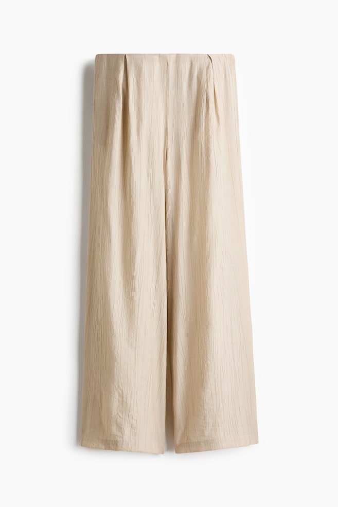 Crinkled viscose-blend trousers - Light beige/Dark khaki green/Dark brown - 1