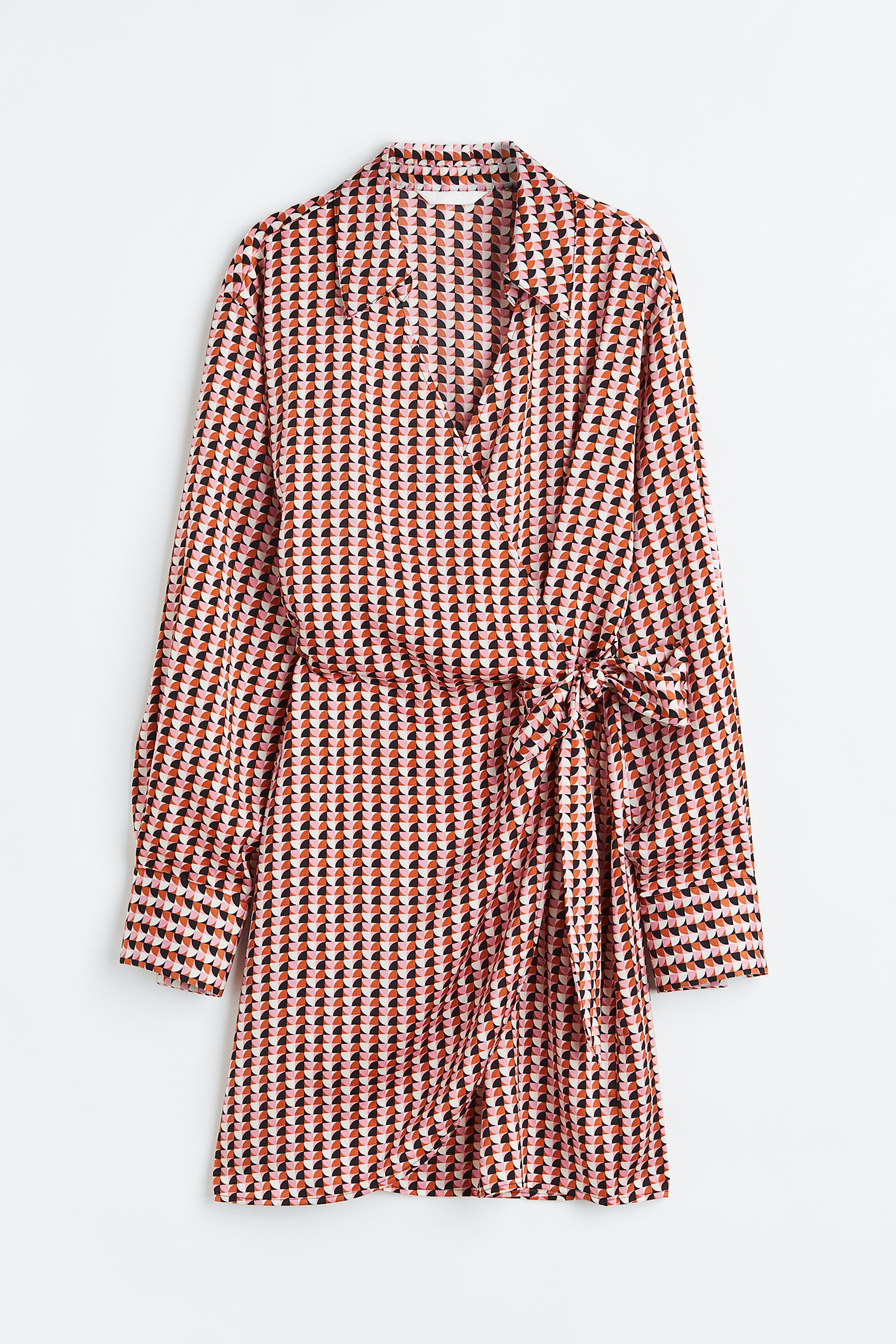 View larger image: Satin wrapover shirt dress - Pink/Patterned - Ladies | H&M 1