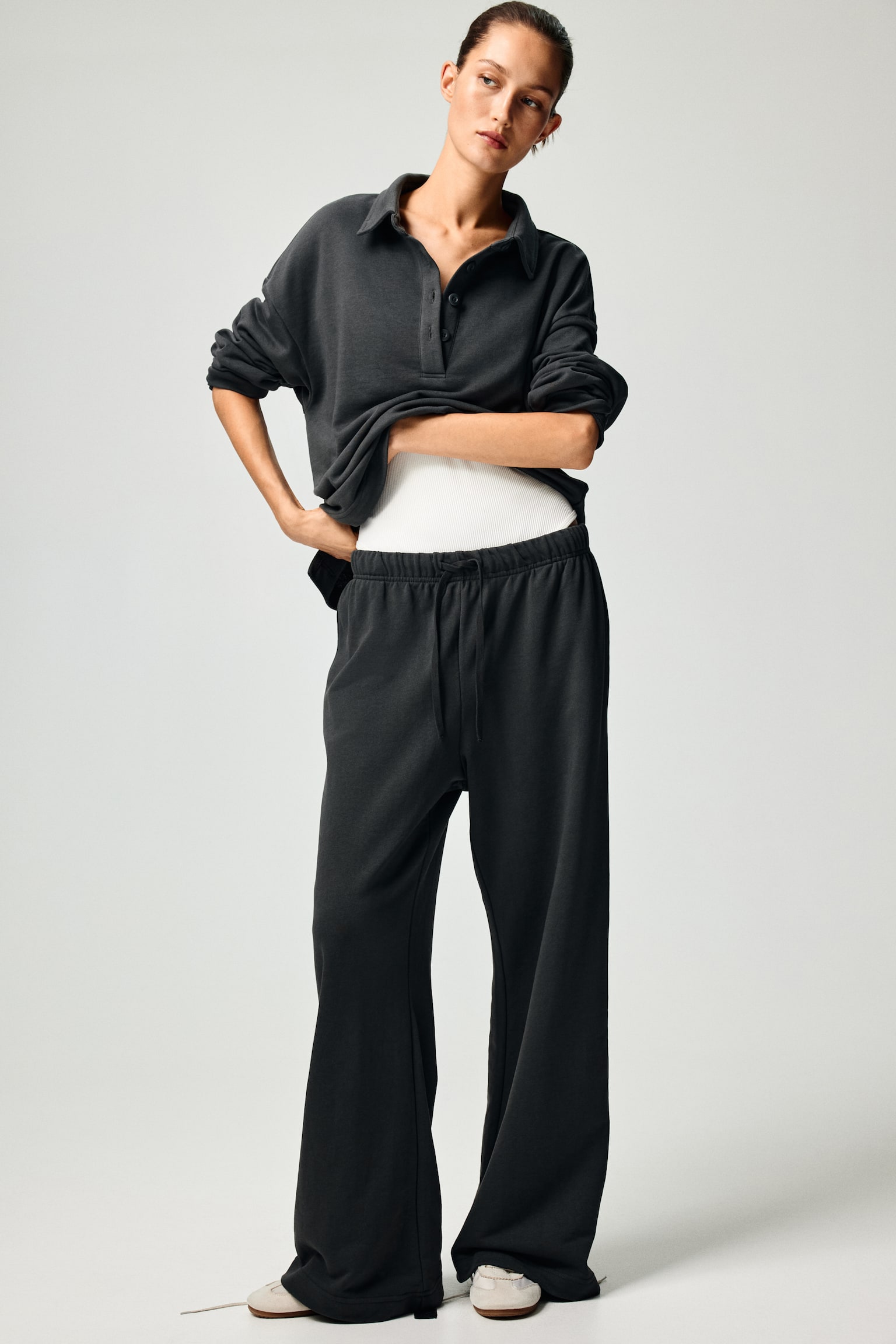 Straight-leg joggers - Dark grey/Light grey marl/Dark dusty pink/Dark brown/Black - 1