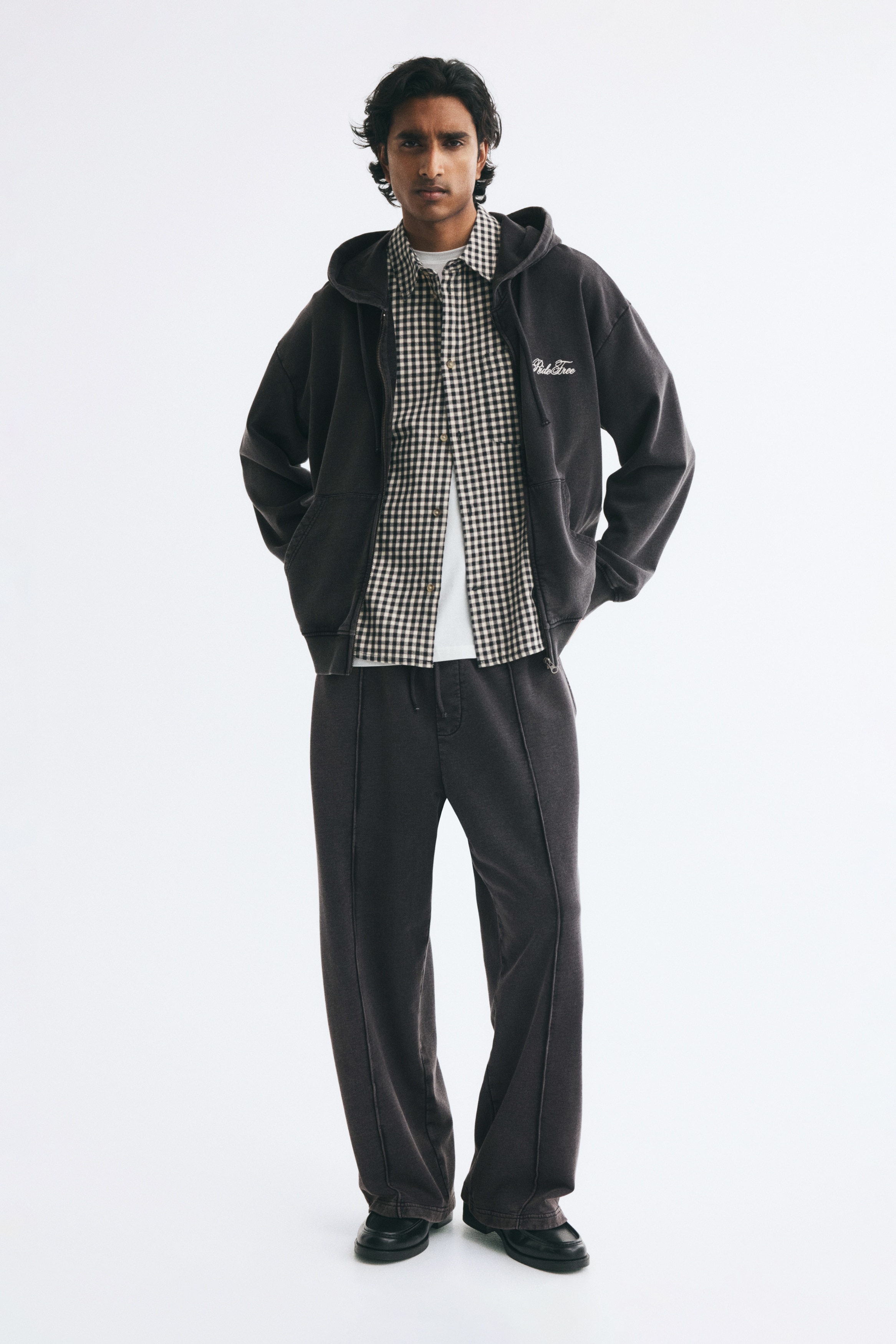 Relaxed Fit Cotton joggers - Washed black/Beige