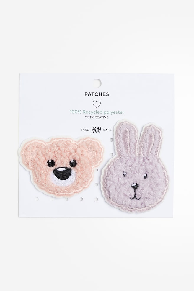 2-pack animal-shaped teddy repair patches - Light pink/Rabbit - 1