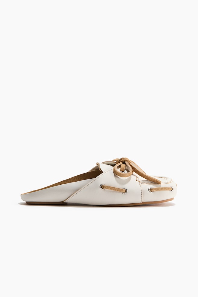 Leather loafer mules - Cream - 1