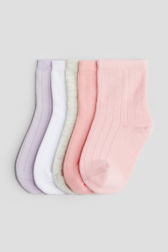 5-pack textured-knit socks - Light pink/Light purple/Khaki green/Dusky pink/White/Light blue/Blue/dc - 1