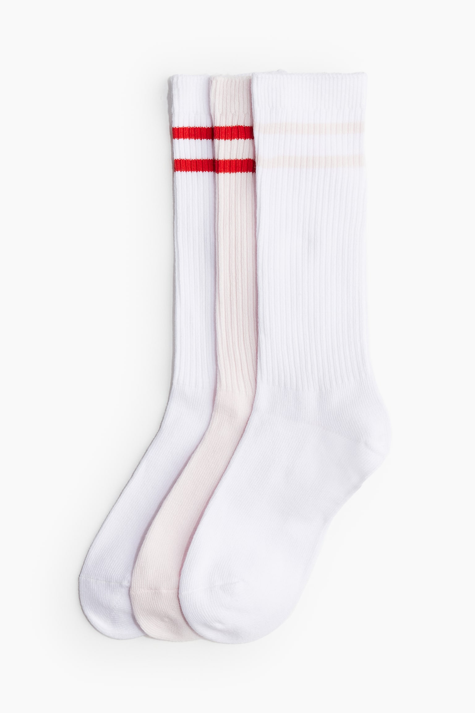 3-pack knee-high sports socks - Light pink/Red/White/Blue/White/Black - 1