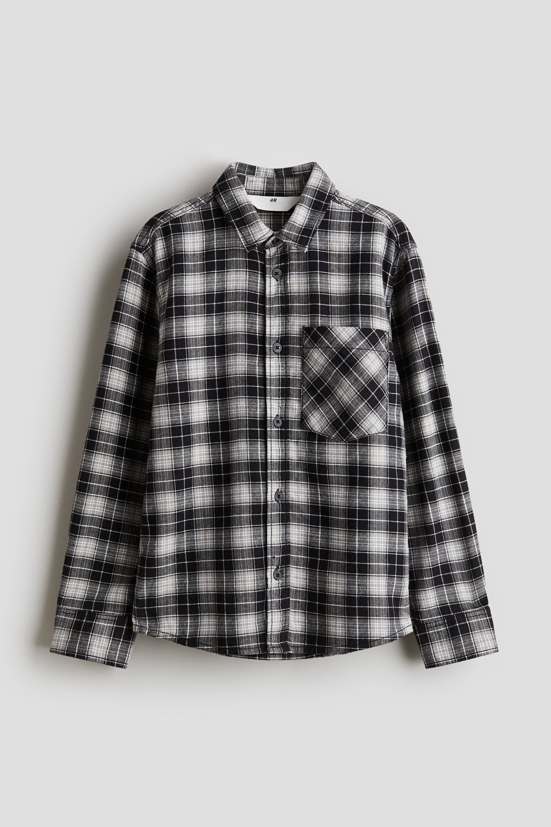 Puuvillaflanellinen paita - Musta/Ruudullinen/Sininen/Ruudullinen